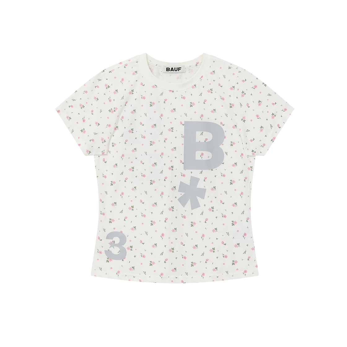 BT25HS-WFWH8 BAUF B logo slim fit t-shirt flower white