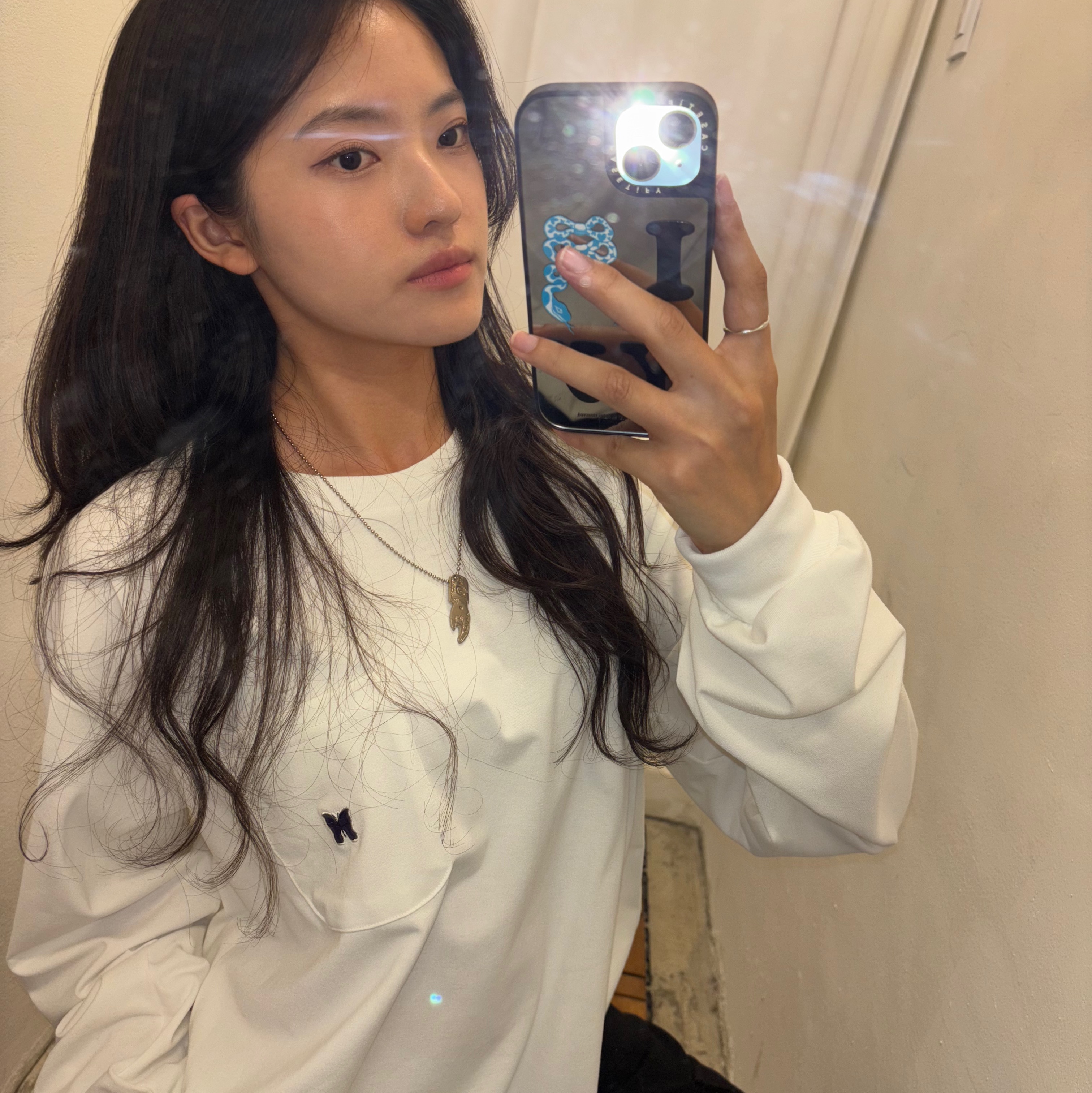 Hysteric Glamour You Pay Necklace Silver, Human Made Graphic T-Shirt #07 White 착용 스타일 - 1