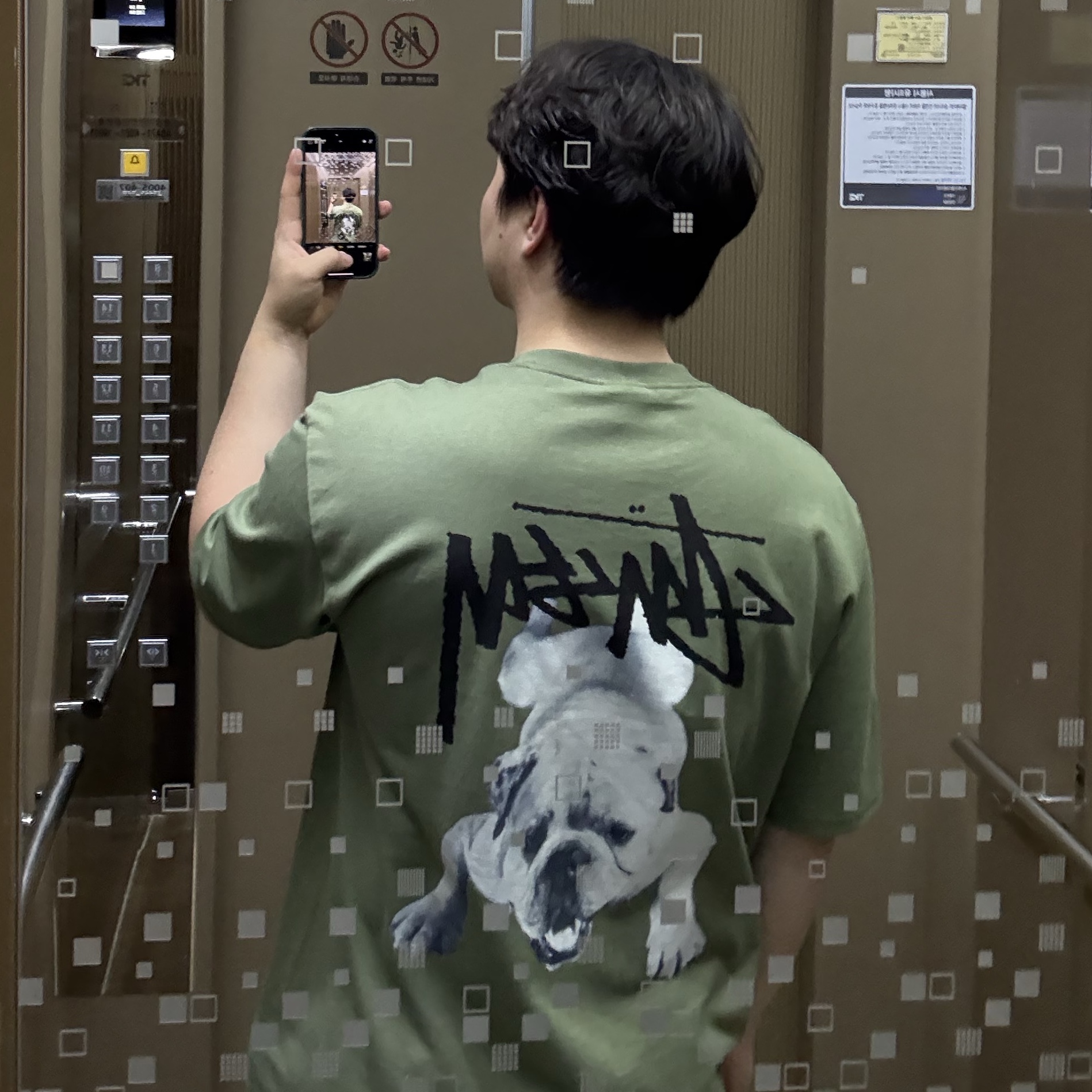 Stussy Stock Dog T-Shirt Olive 착용 스타일