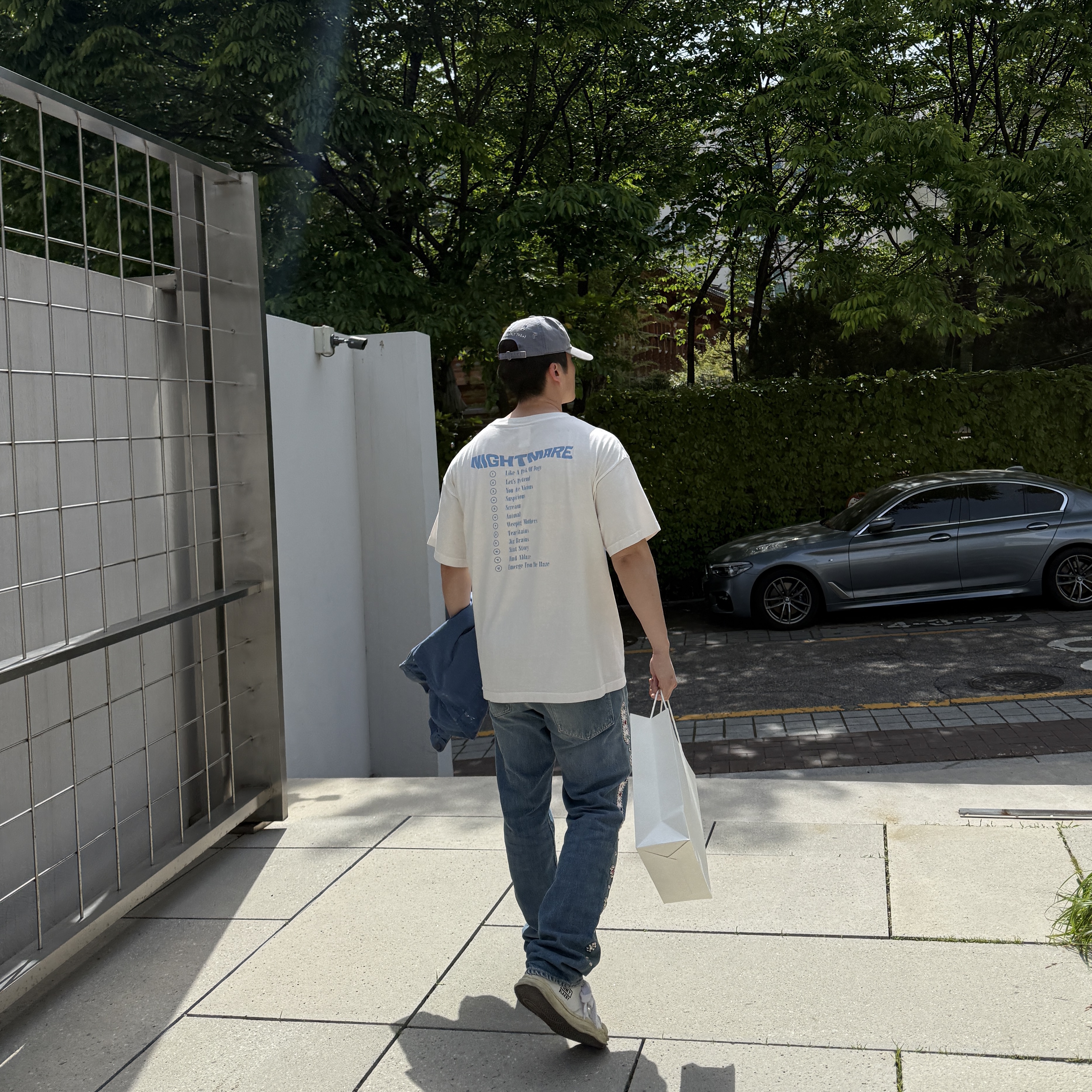 Kapital 14 oz. Denim 5P Monkey Cisco Gemstone Pants Indigo (Processing), Saint Mxxxxxx x For Someone Consume FS S/S T-Shirt White - 23AW 착용 스타일 - 3