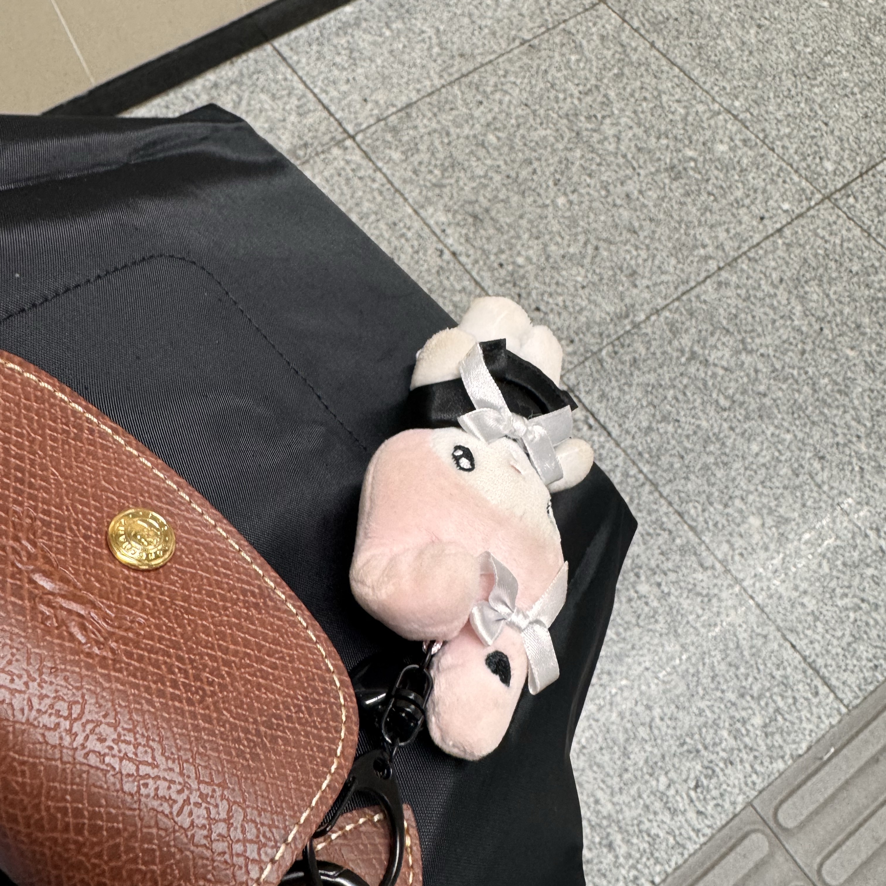 Longchamp Le Pliage Original Handbag S Black 착용 스타일