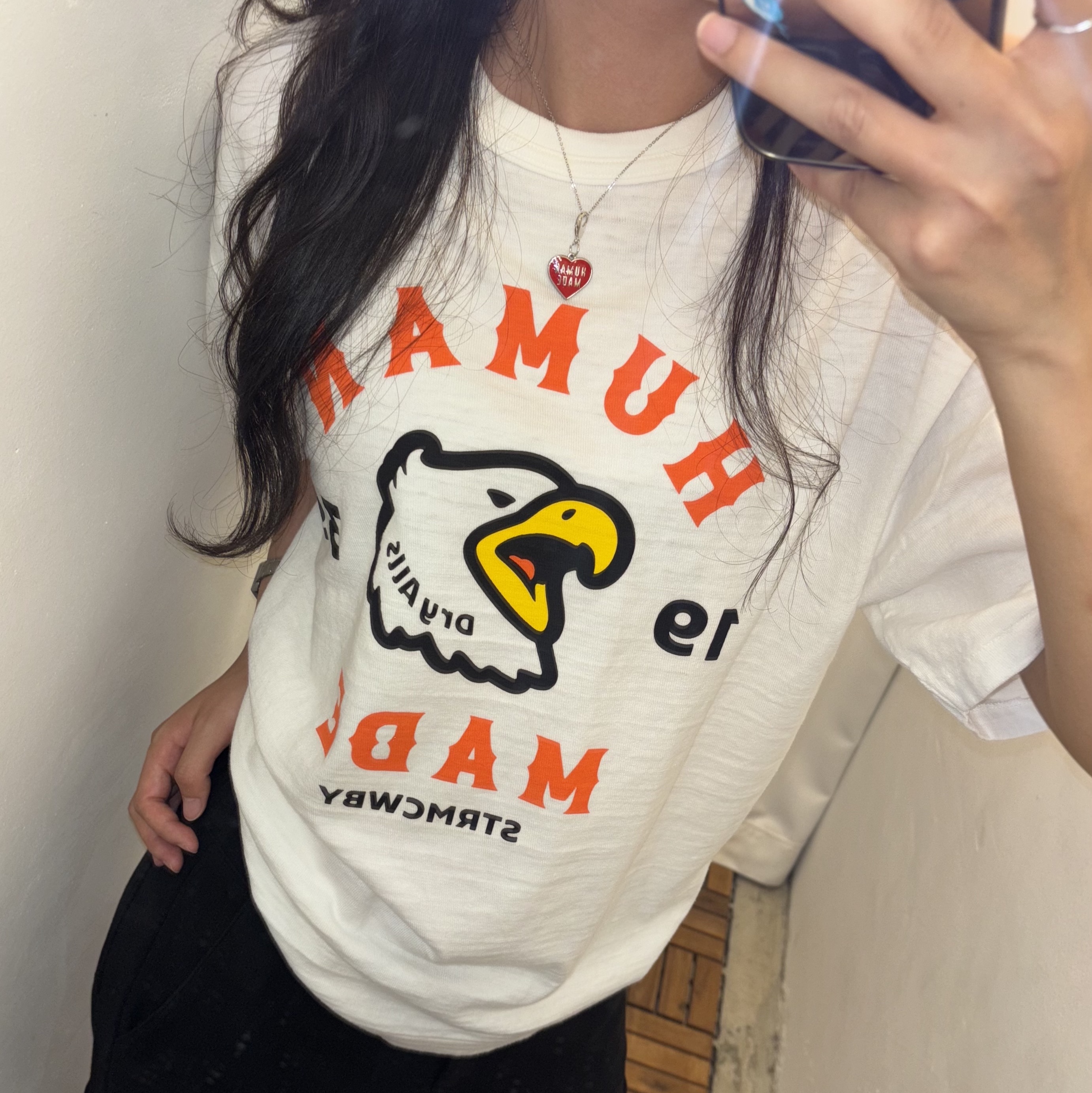 Hysteric Glamour You Pay Necklace Silver, Human Made Graphic T-Shirt #07 White 착용 스타일 - 4