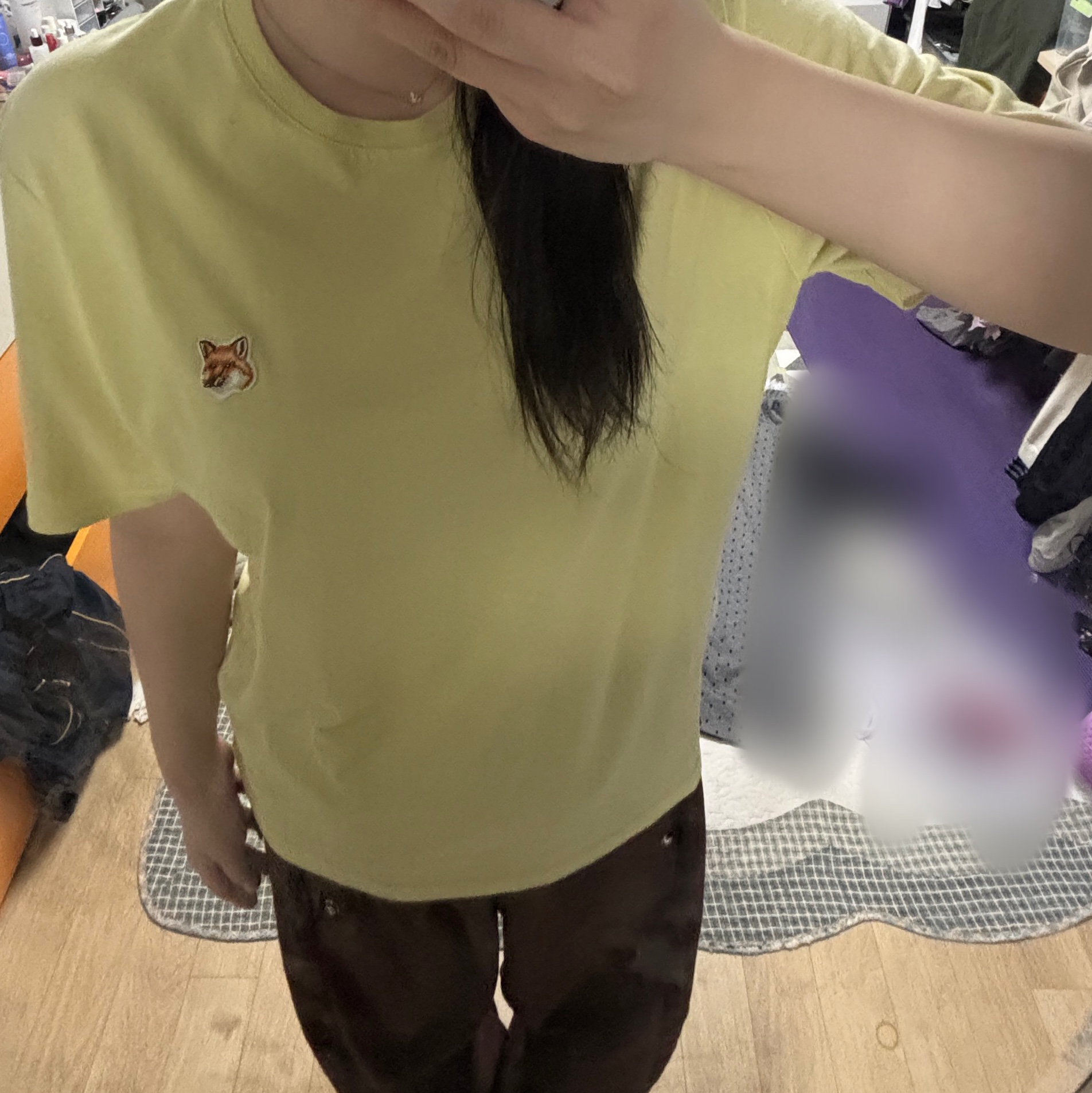 Maison Kitsune Fox Head Patch Regular T-Shirt Chalk Yellow 착용 스타일 - 1