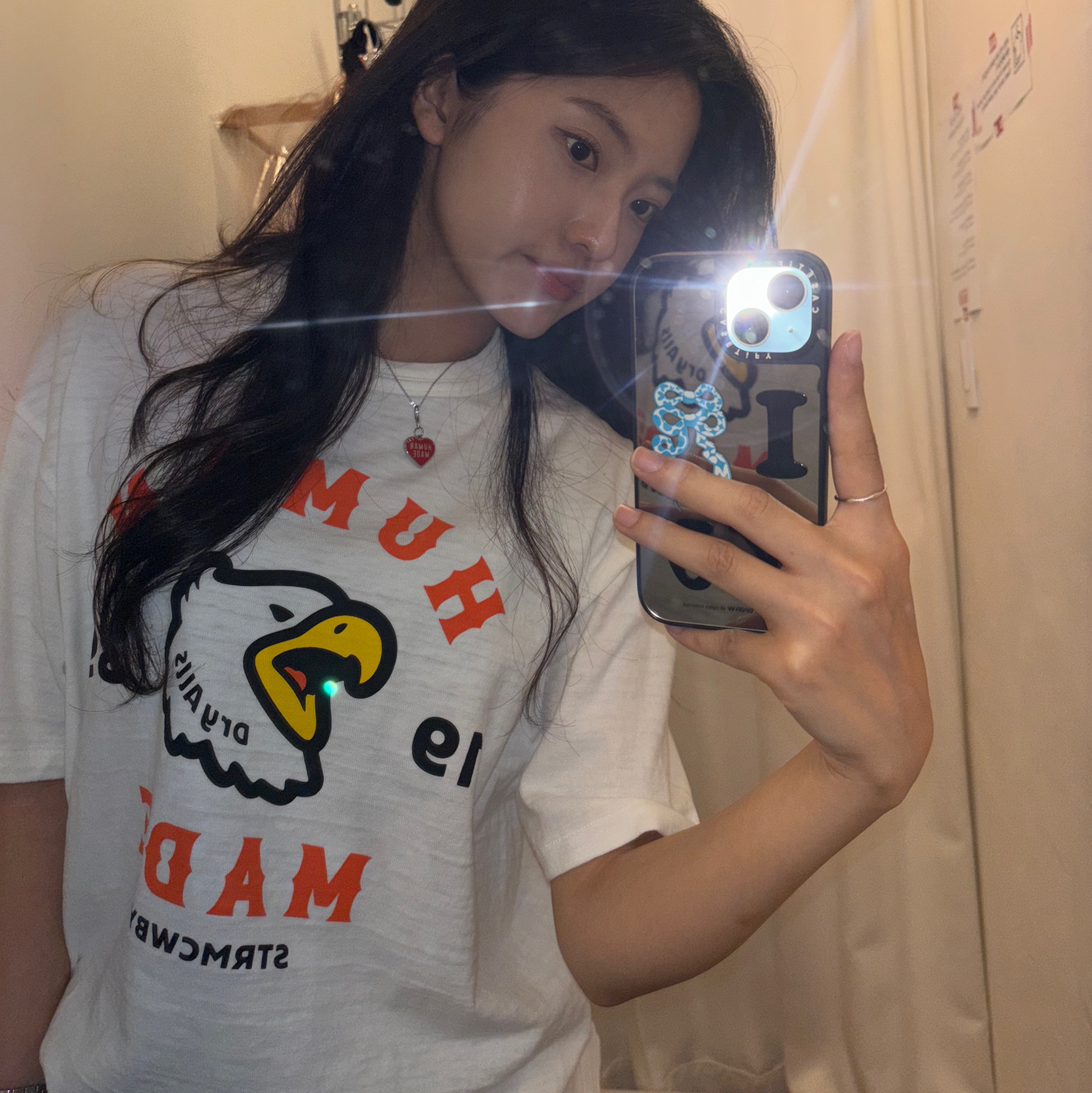 Hysteric Glamour You Pay Necklace Silver, Human Made Graphic T-Shirt #07 White 착용 스타일 - 3