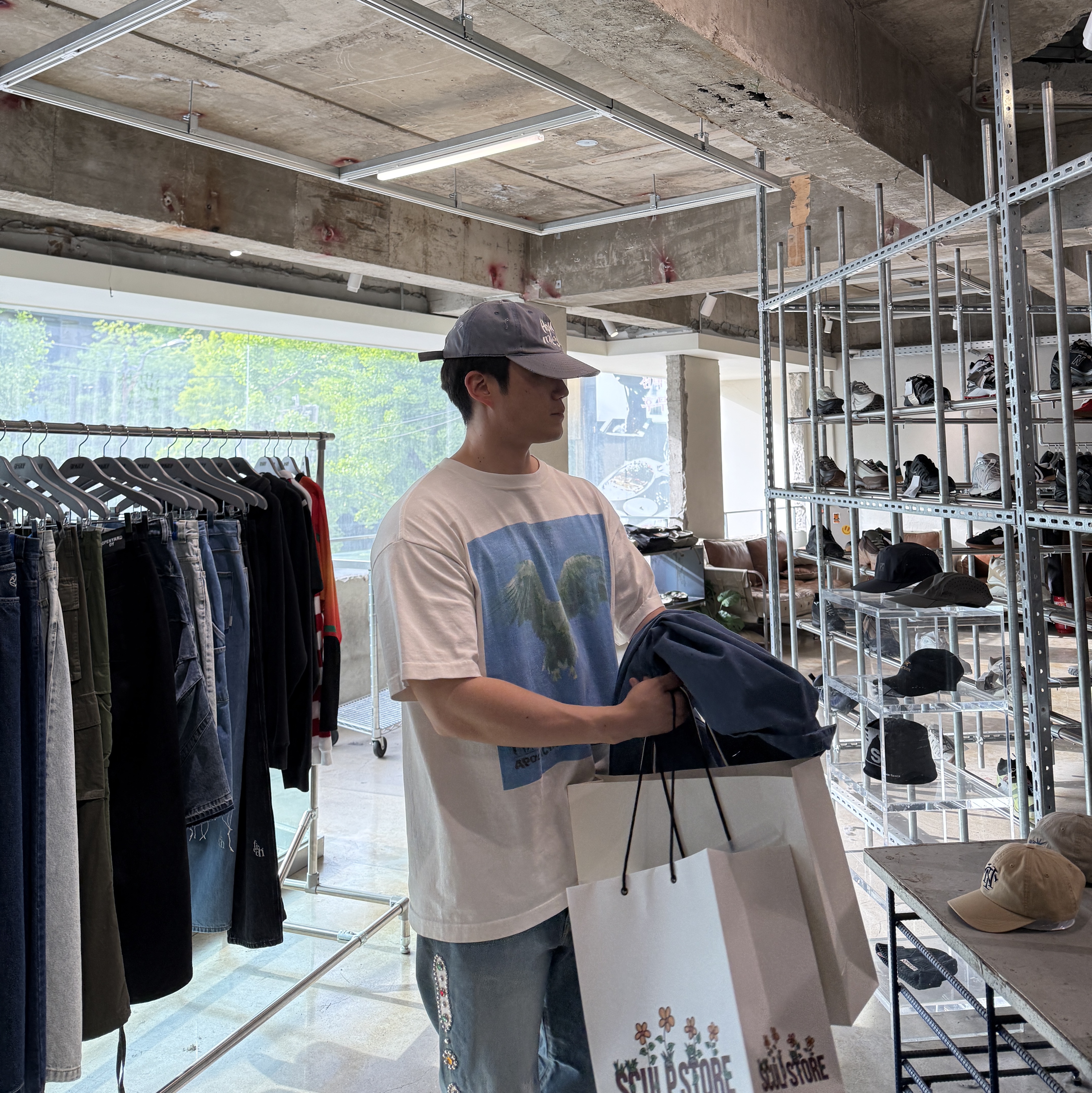 Kapital 14 oz. Denim 5P Monkey Cisco Gemstone Pants Indigo (Processing), Saint Mxxxxxx x For Someone Consume FS S/S T-Shirt White - 23AW 착용 스타일 - 5