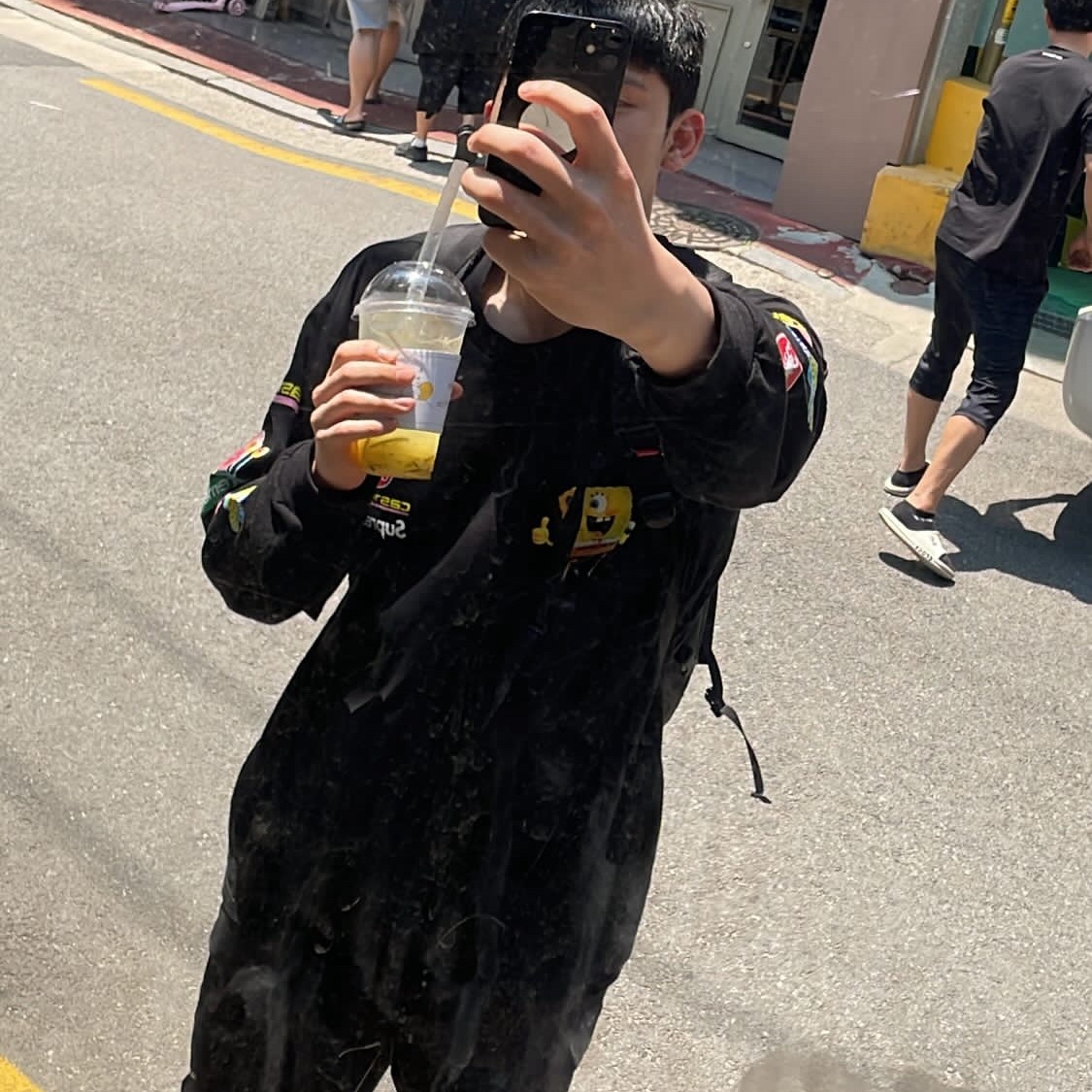 Supreme x SpongeBob SquarePants Castelli Racing L/S T-Shirt Black - 25SS 착용 스타일