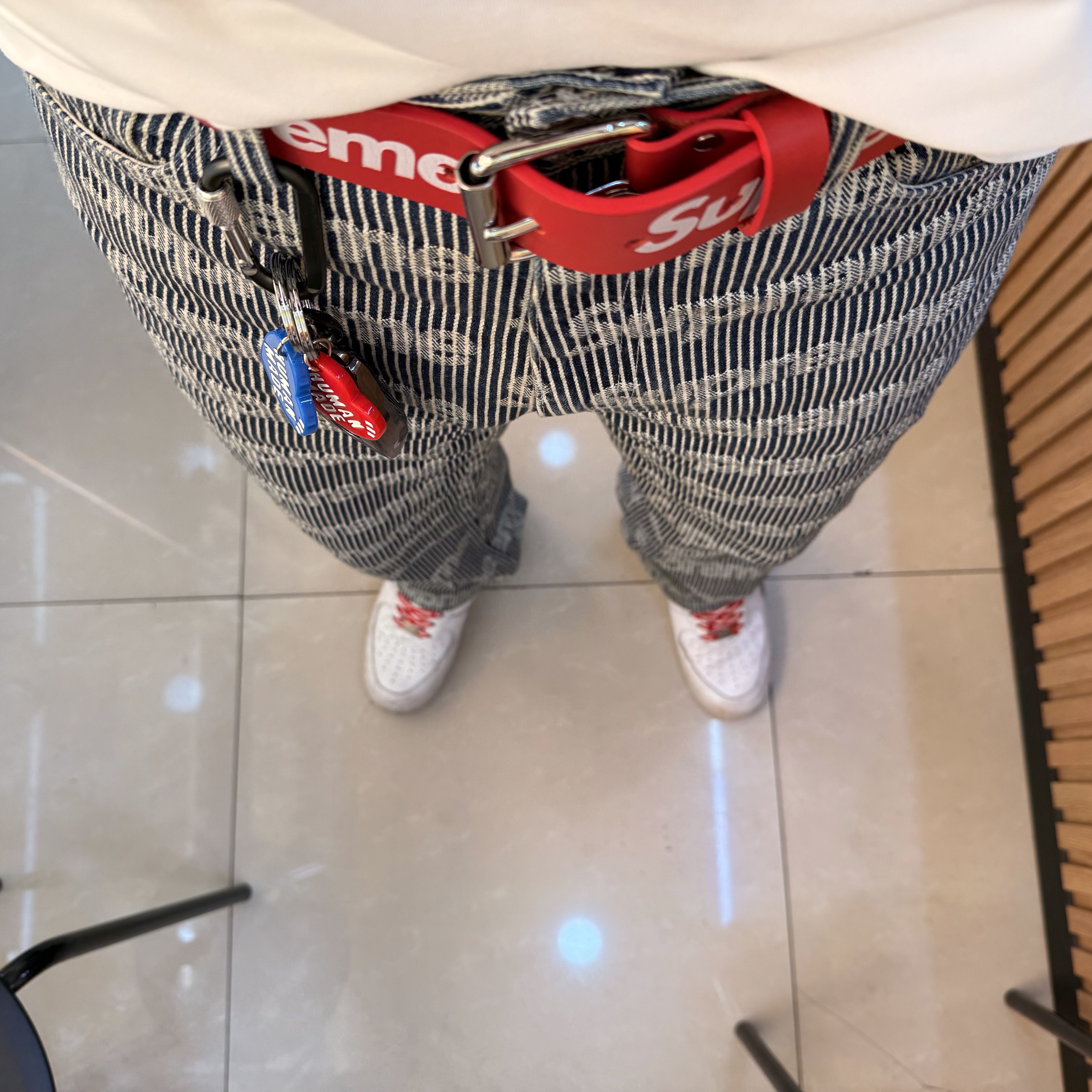 Supreme Denim Painter Pants Stripe - 24SS, Nike x Supreme Air Force 1 Low White 착용 스타일