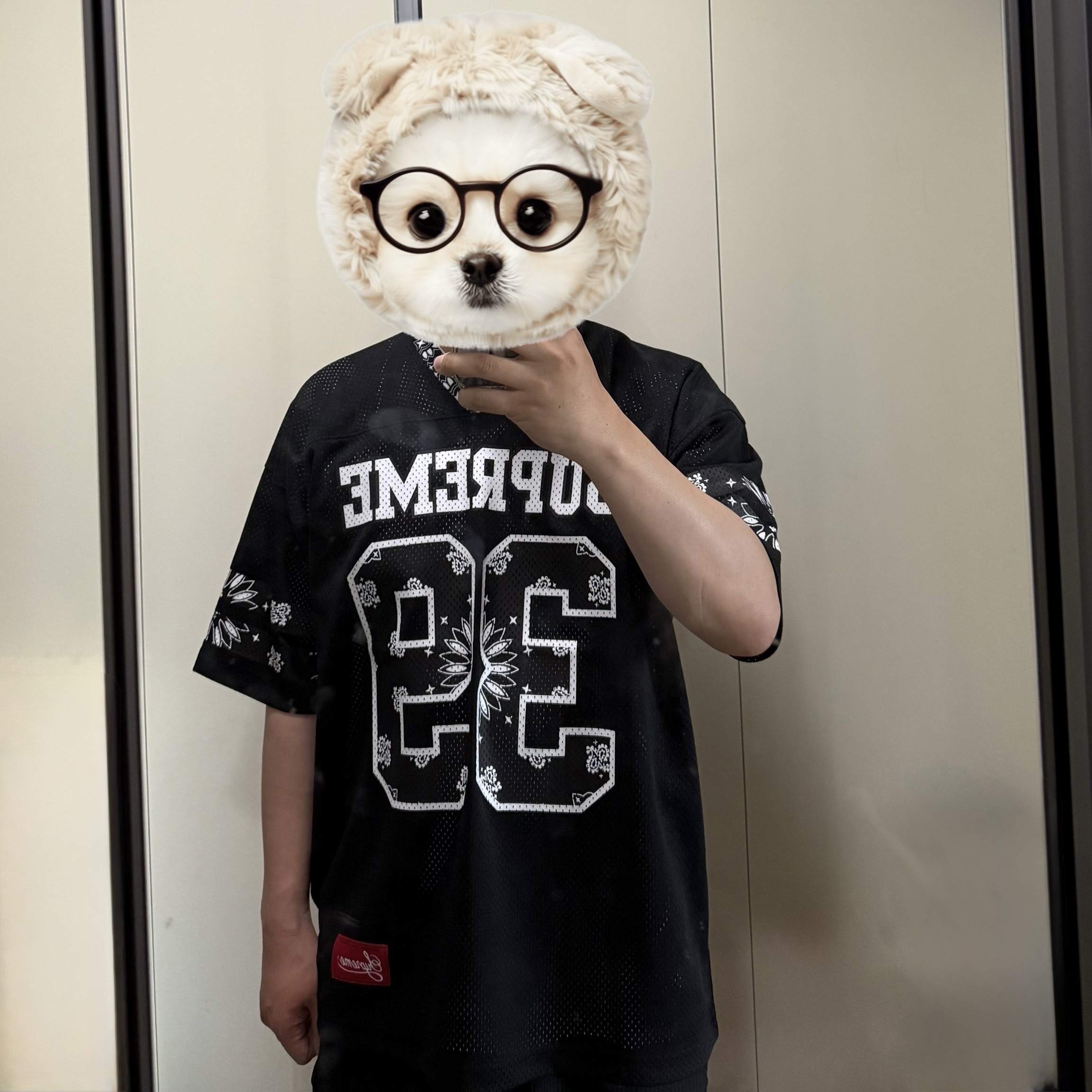 Supreme Bandana Football Jersey Black - 25SS 착용 스타일 - 1