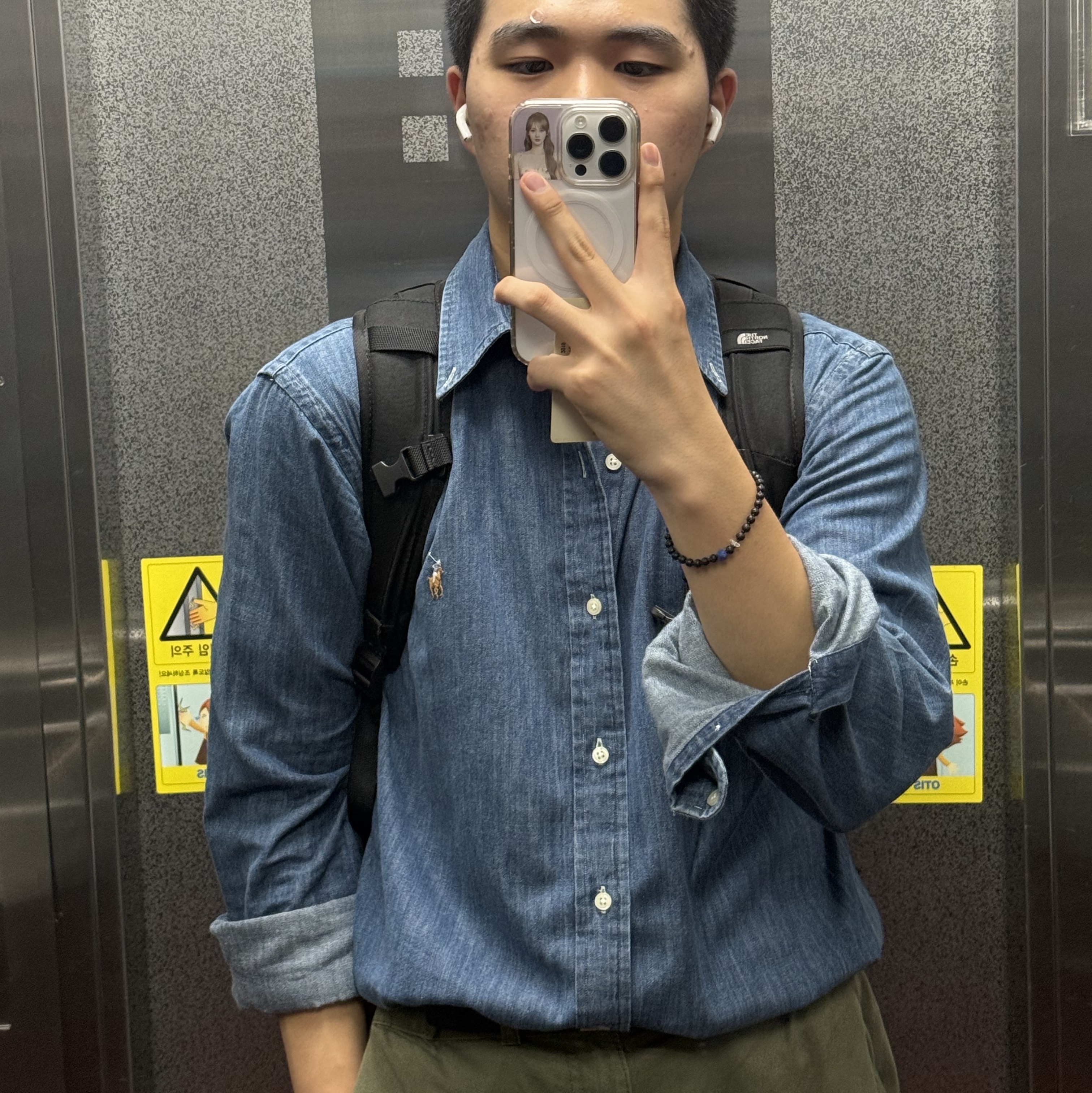[20% 적립] Polo Ralph Lauren Custom Fit Denim Shirt Navy, Casio LTP-V007L-7B2 착용 스타일 - 2
