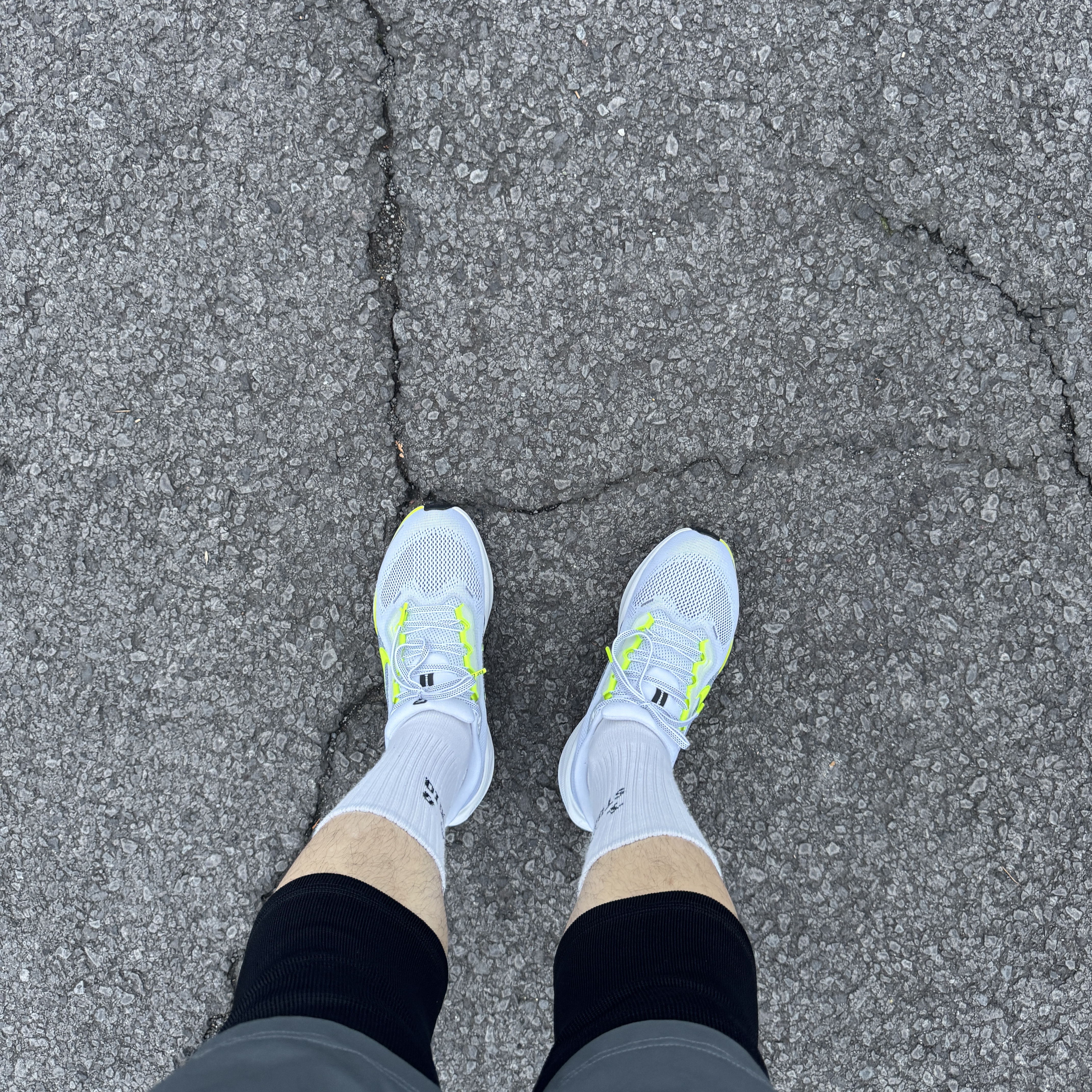 Nike Air Zoom Pegasus 41 White Black Volt, IAB Studio Socks White Black (5 Pack) 착용 스타일