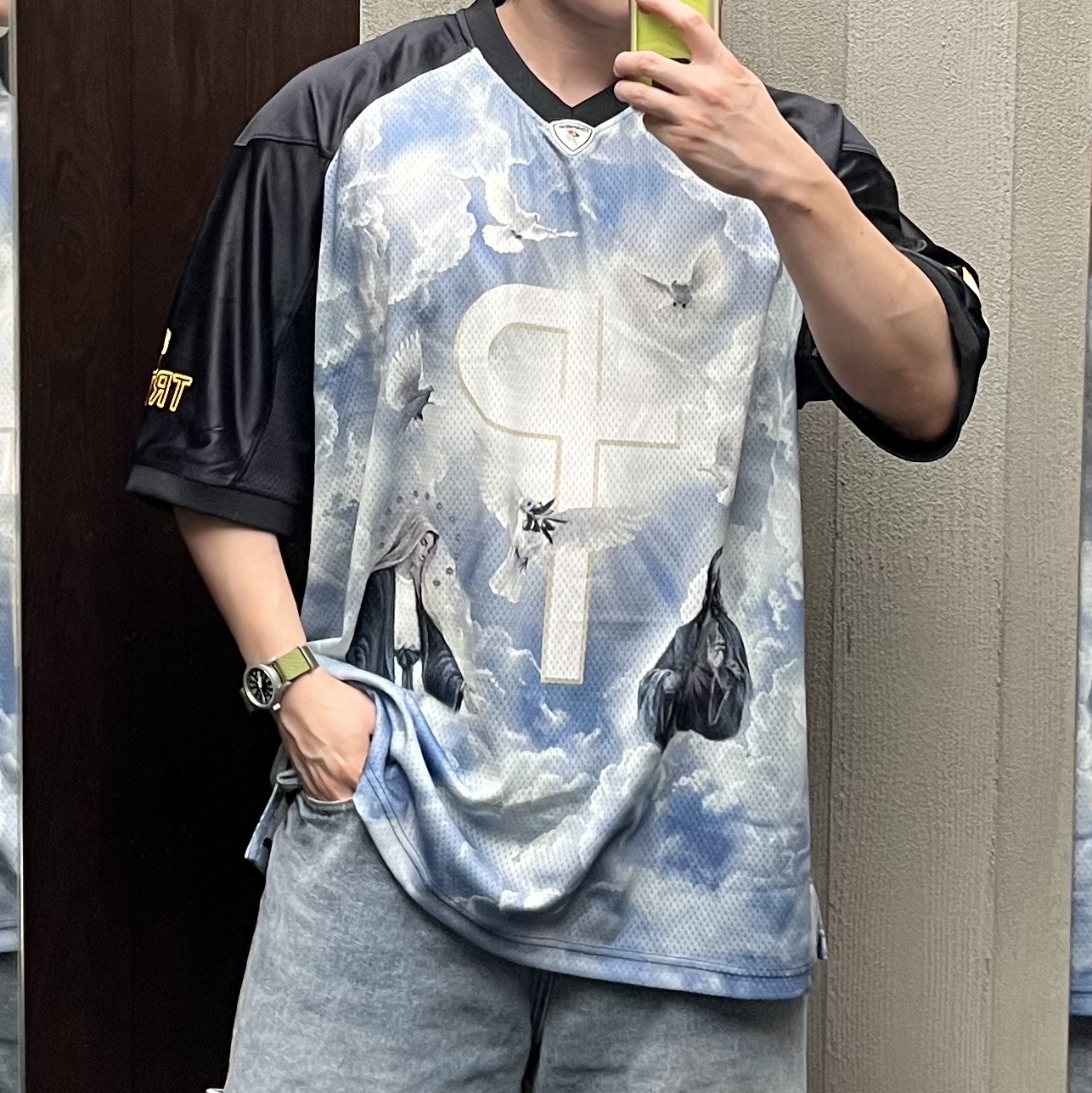 Palace 1 Truth Jersey Black - 25SS 착용 스타일