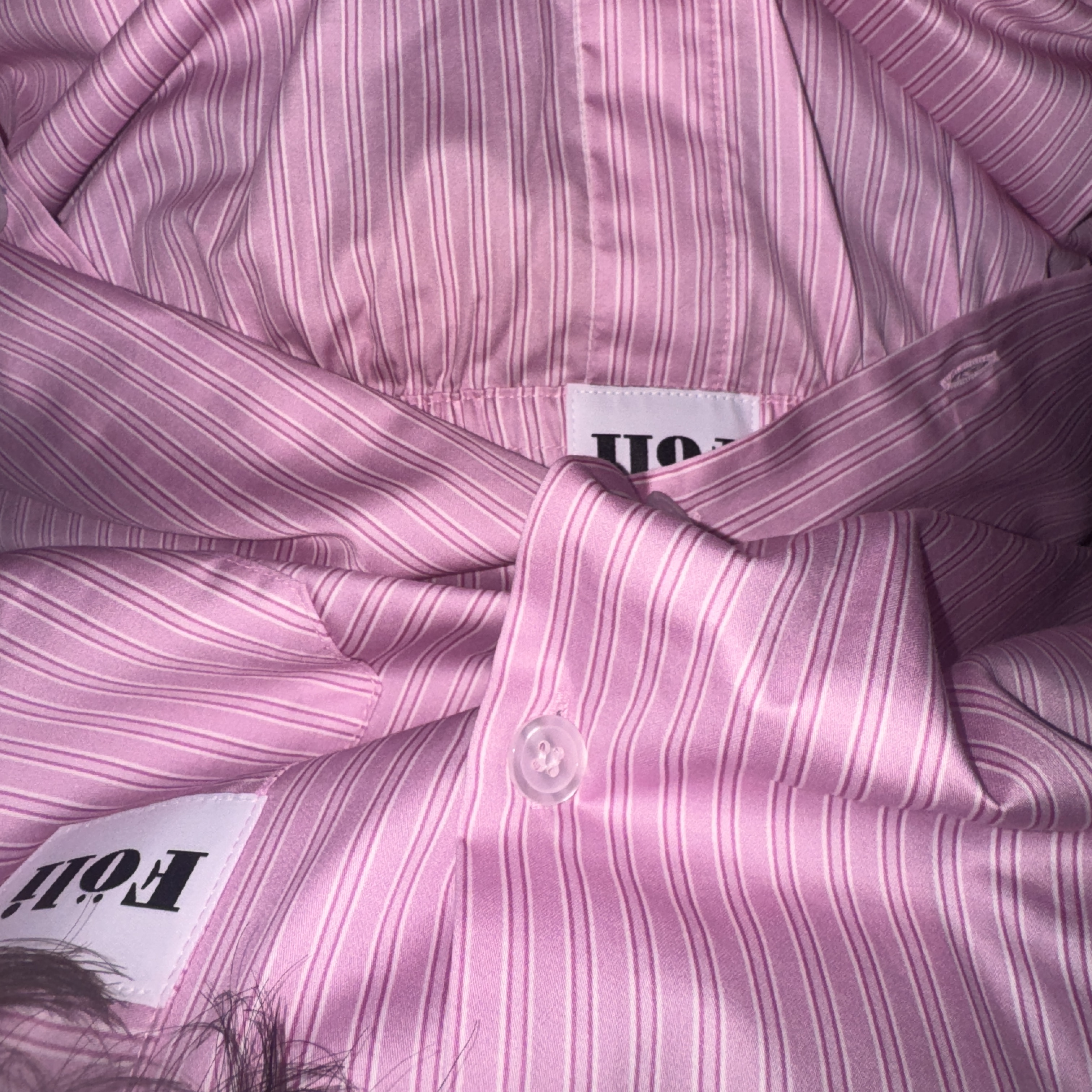 Foli Unisex Simple Long PJ Set Pink 착용 스타일
