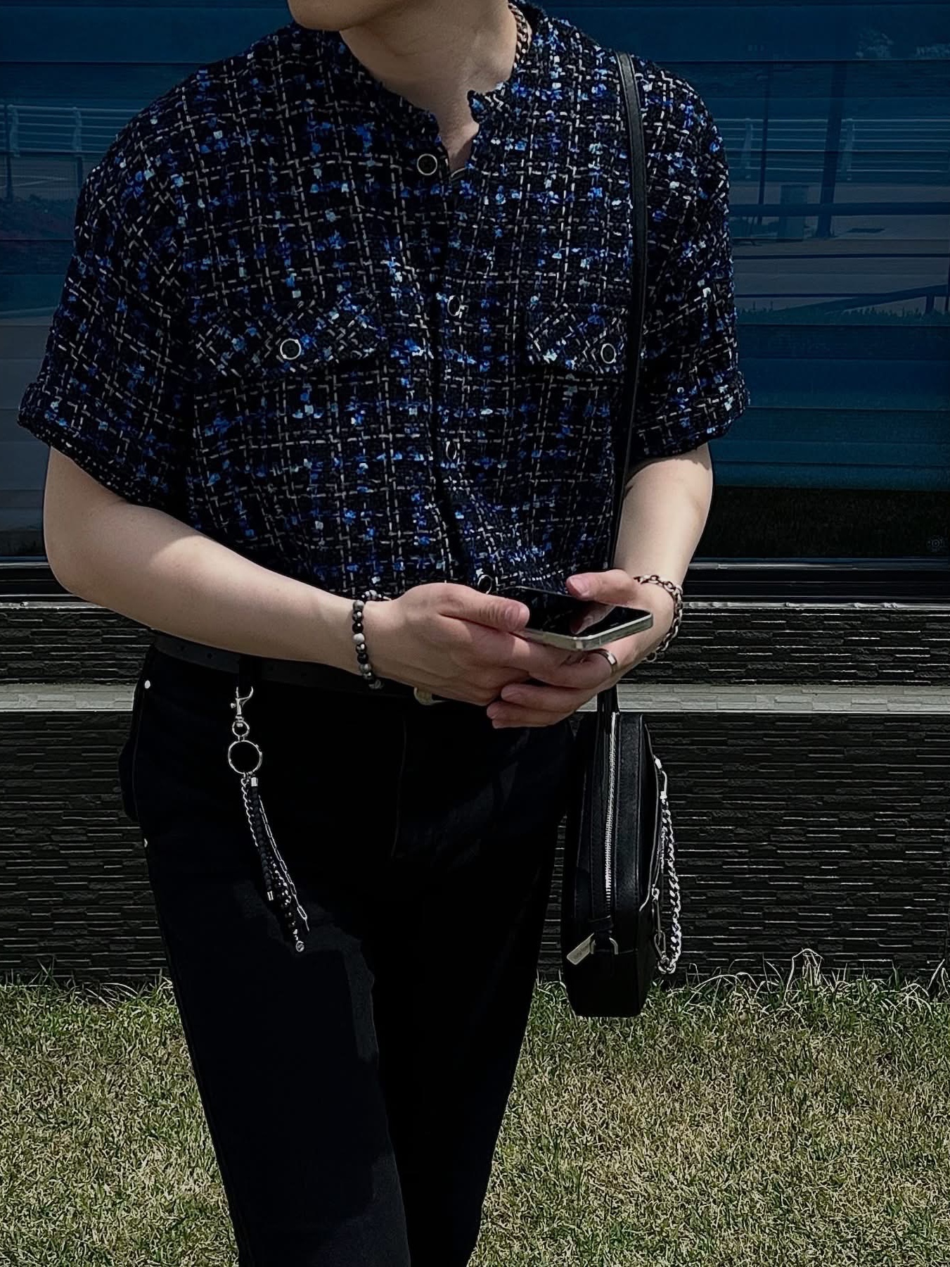 Diesel Dx1509 Stainless Steel Chain Necklace Silver, Michael Kors Jet Set Large Saffiano Leather Crossbody Bag Black 착용 스타일 - 4