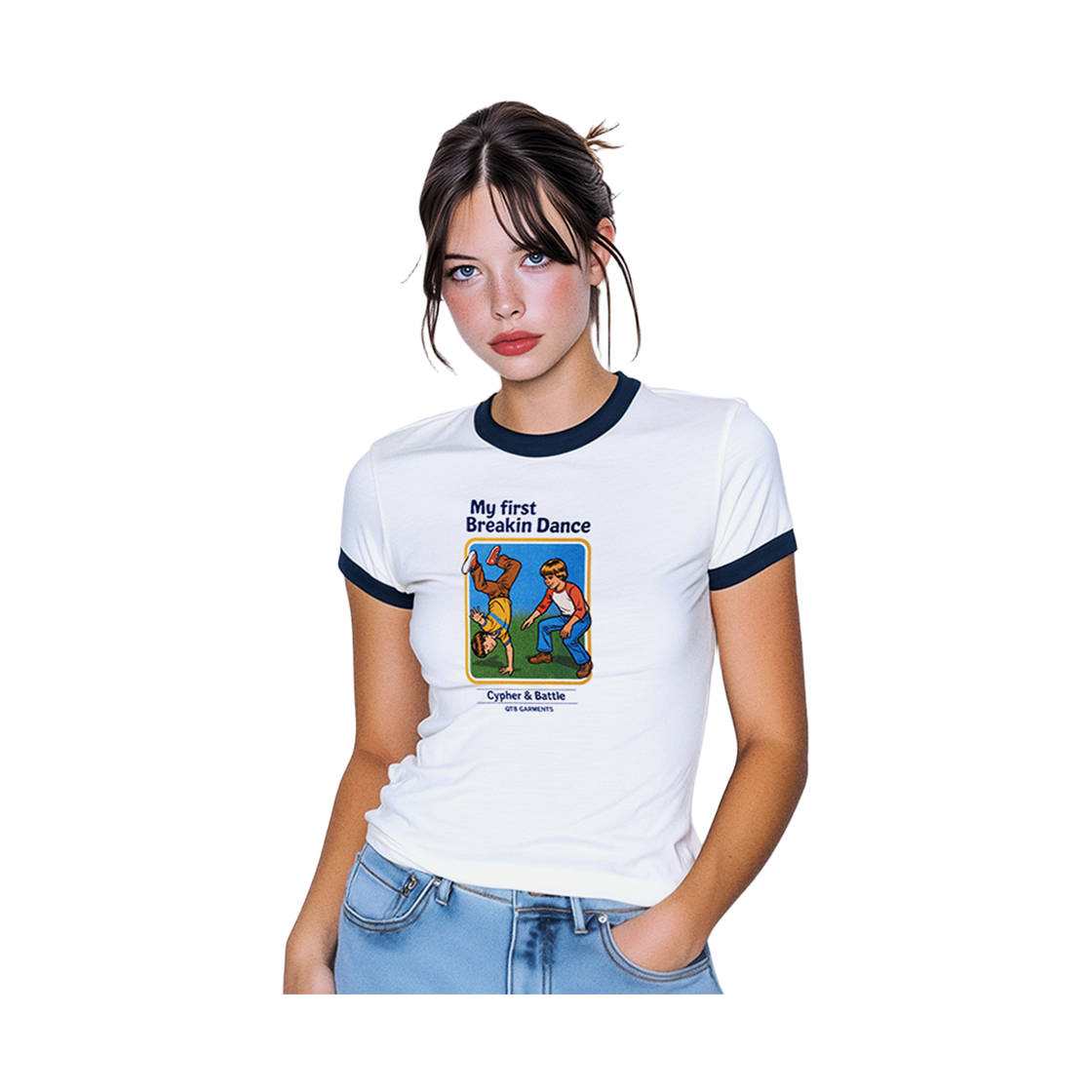 큐티에잇 가먼츠 마이 퍼스트 브레이킹 링거 W 티 네이비(QT8 GARMENTS My First Breakin’Ringer W Tee Navy) - 3