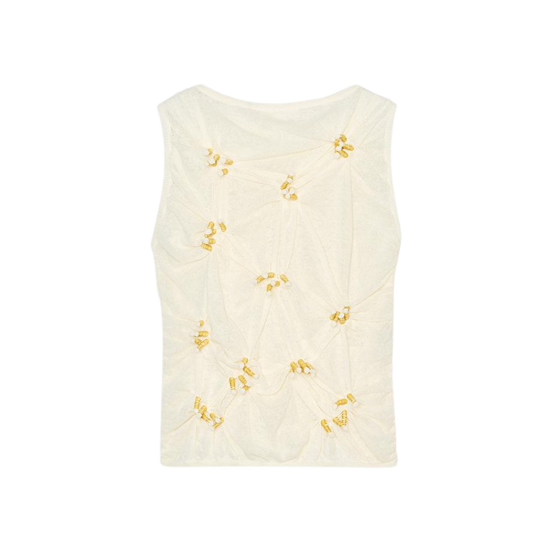(W) 자라 x 린팡루 콘트라스트 노트 리넨 블렌드 탑 오이스터 화이트((W) Zara x Fanglu Lin Linen Blend Top with Contrast with Knots Oyster White) - 2