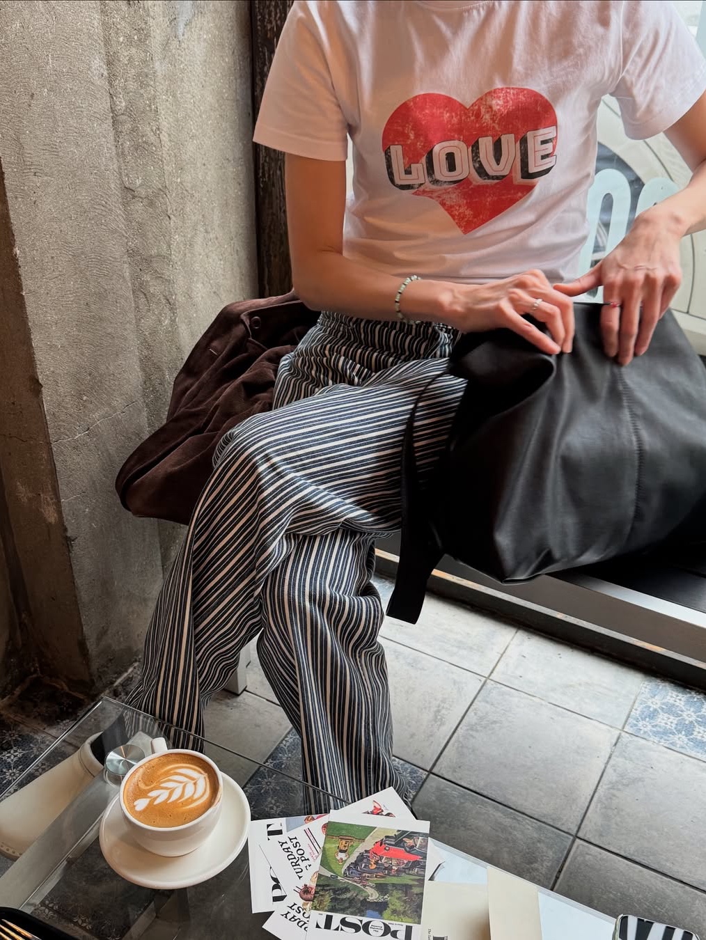 The Saturday Evening Post Vintage Heart T-Shirt_White 착용 스타일 - 3