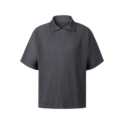 MTS2BGY Monplisse Unisex Collar Short-Sleeve Pleats T-Shirts Grey