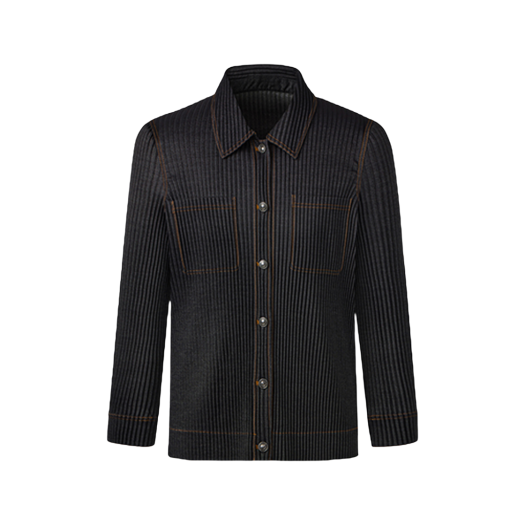 MJA1GBK Monplisse Unisex Denim Pleats Roll Up Cuffs Jacket Black