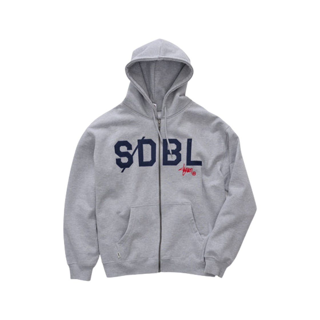 에스더블 아플리케 집 스루 후드 그레이 헤더(S/Double Applique Zip Through Hoodie Grey Heather)