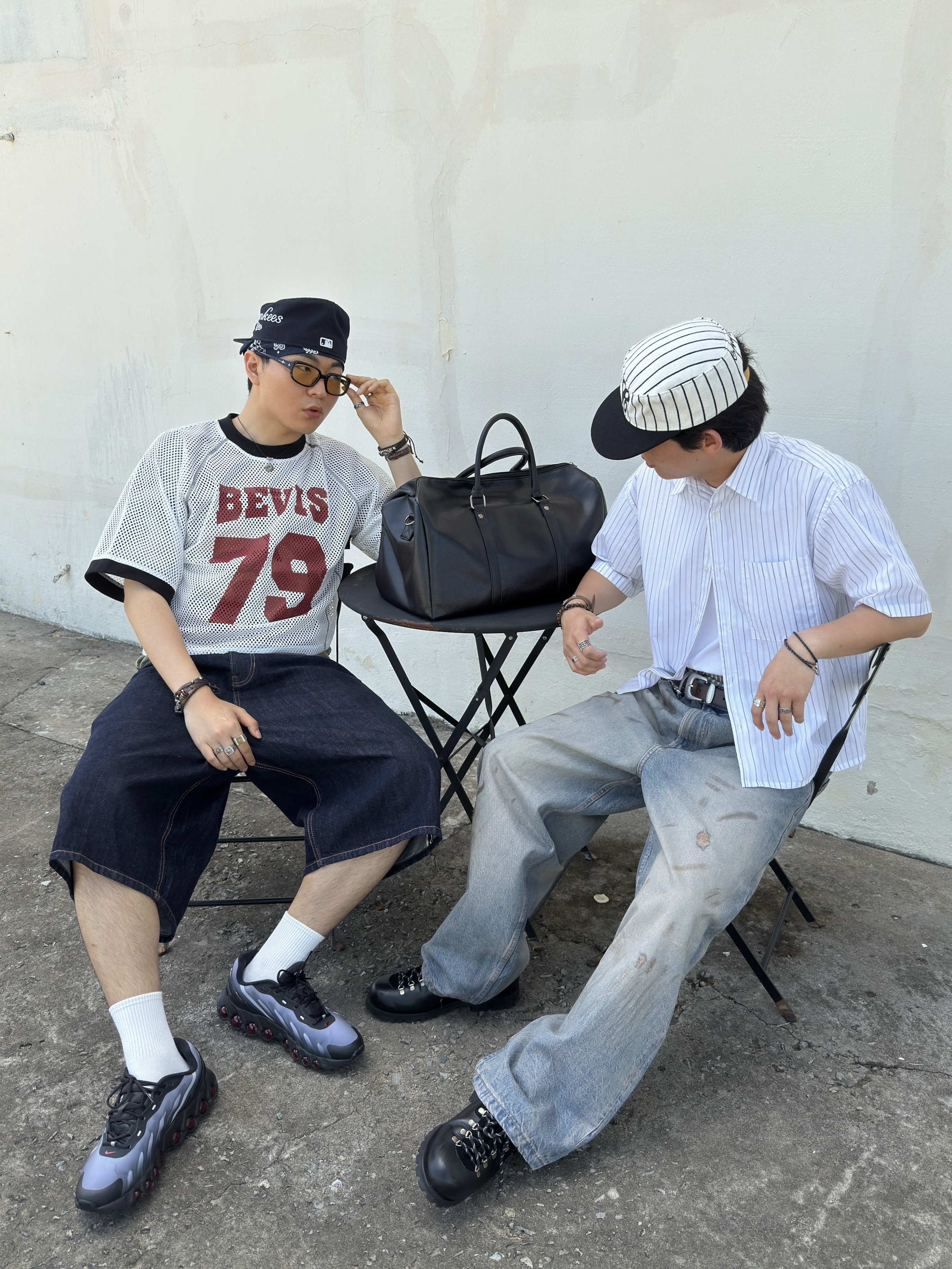 Stussy Pigment Dyed SS Thermal T-Shirt Camo, New Era MLB New York Yankees Pillbox Series Ball Cap Navy 착용 스타일 - 3