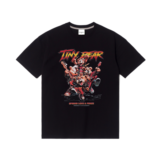Q5MMTS043BLK QT8 GARMENTS Tiny Bear Band Tee Black