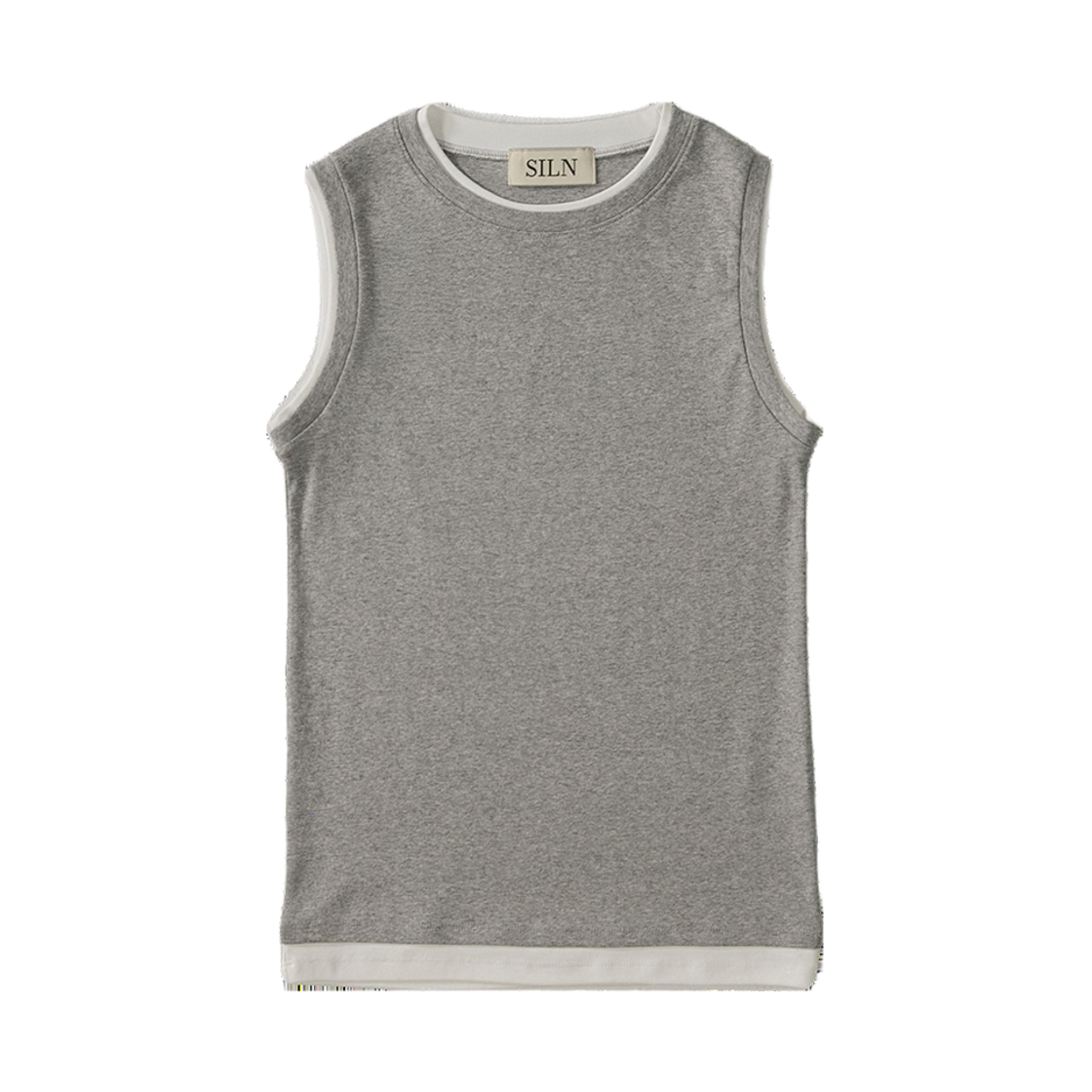 실른 더블 업 레이어드 슬리브리스 메란지 그레이(SLIN Double Up Layered Sleeveless Melange Grey)