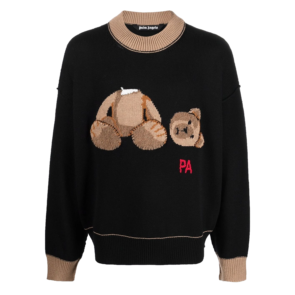 P1WMPA299 Palm Angels Pa Bear Sweater Black Brown