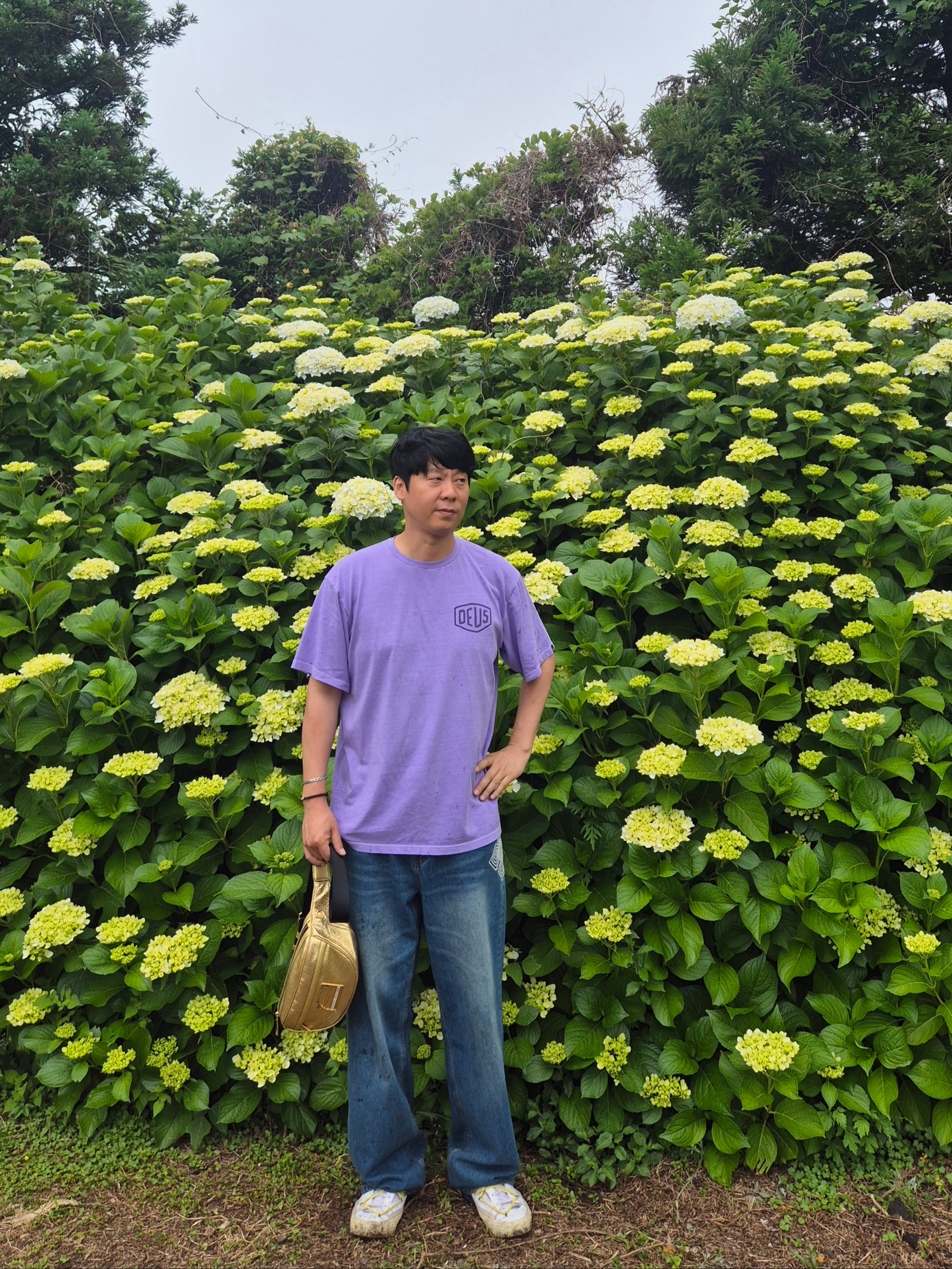 Deus Ex Machina Dyed Seoul College Address T-Shirt Purple, (W) Deus Ex Machina Bonham Jeans Dark Indigo 착용 스타일 - 4