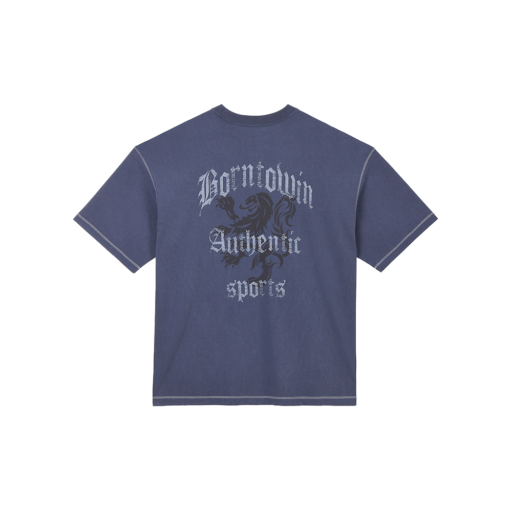 본투윈 피그먼트 크랙 레터 엑스트라핏 티셔츠 데드 블루