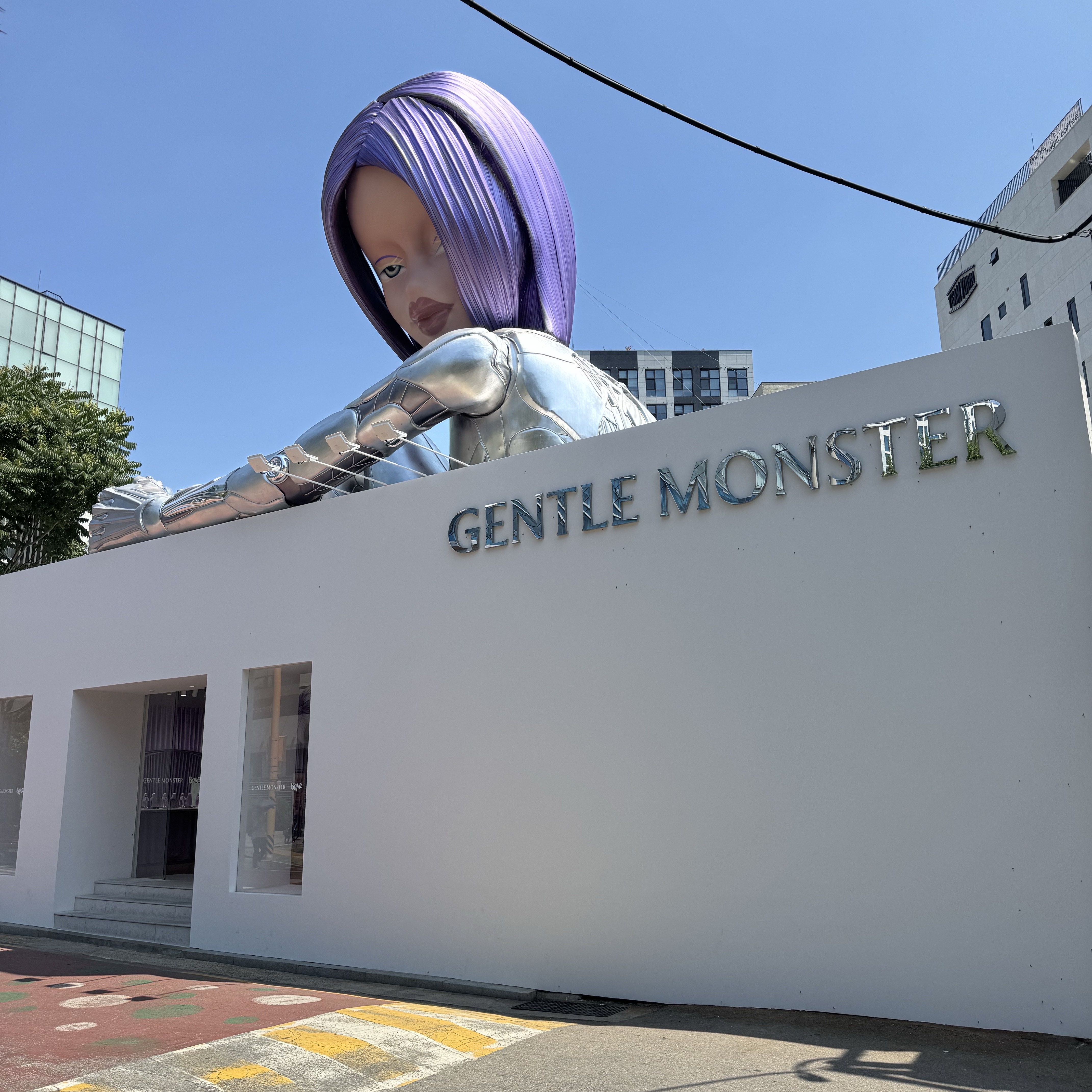 Gentle Monster x Bratz Plush & Pico 02(V) Silver Purple Set 착용 스타일 - 2