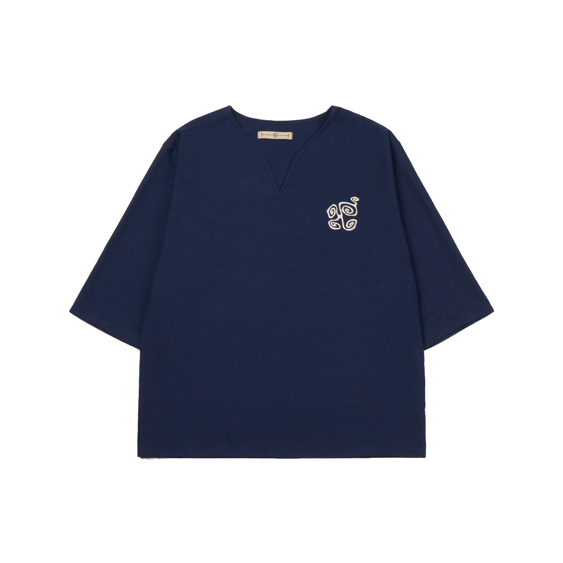 OMNIRA04 Bufotox Spiral V-Neck Shirt Navy - 대표 이미지 #1