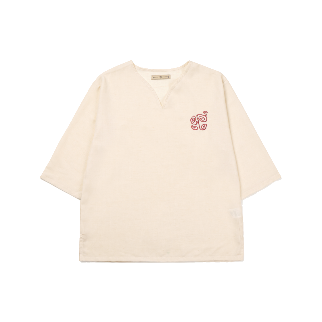 OMNIRA05 Bufotox Spiral V-Neck Shirt Ivory - 대표 이미지 #1