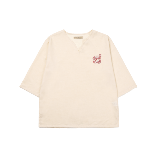 OMNIRA05 Bufotox Spiral V-Neck Shirt Ivory