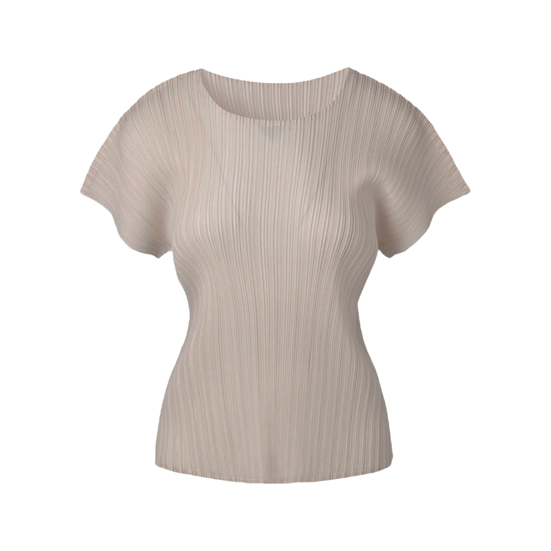 몽플리쎄 여자 기본 라운드넥 반소매 플리츠 탑 베이지(Monplisse Women Basic Round Neck Pleats Top Beige) - 1