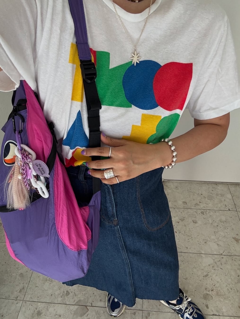 Ticket To The Moon Mini Backpack 15L Purple 착용 스타일