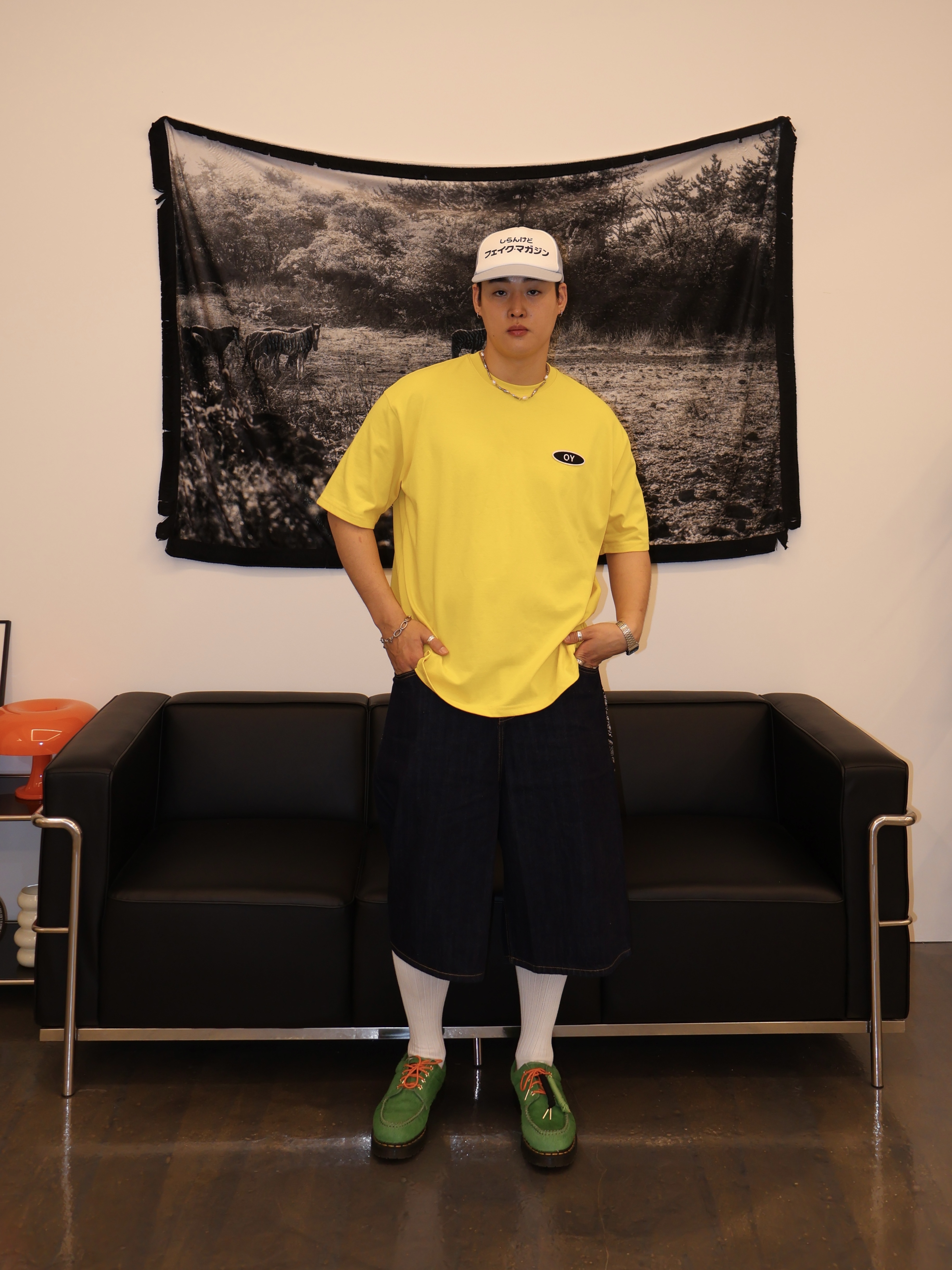 Dr. Martens x Awake NY Lowell Hair On Leather Moc Toe Shoes Green 착용 스타일