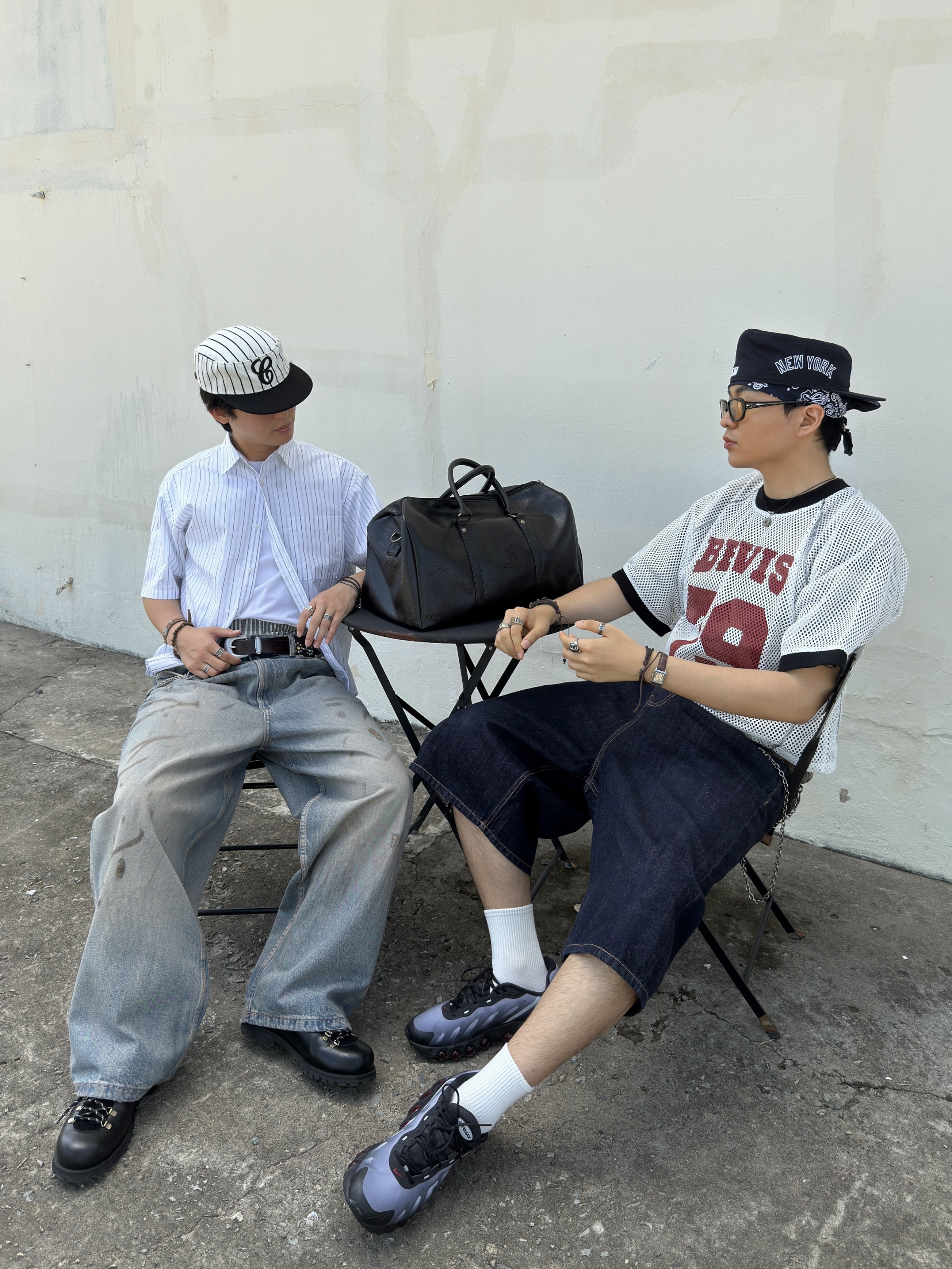 Stussy Pigment Dyed SS Thermal T-Shirt Camo, New Era MLB New York Yankees Pillbox Series Ball Cap Navy 착용 스타일 - 1