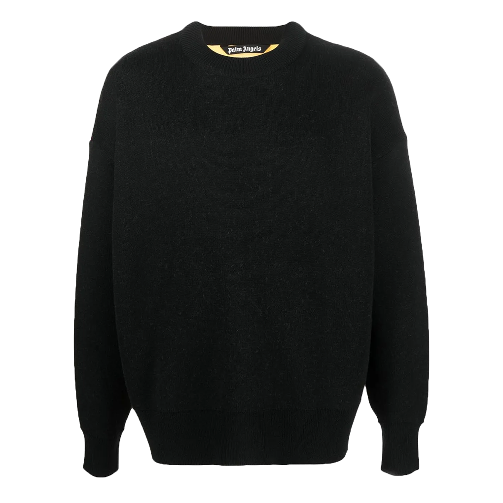 P2WMMA199 Palm Angels Intarsia Palm Sweater Black Multicolor