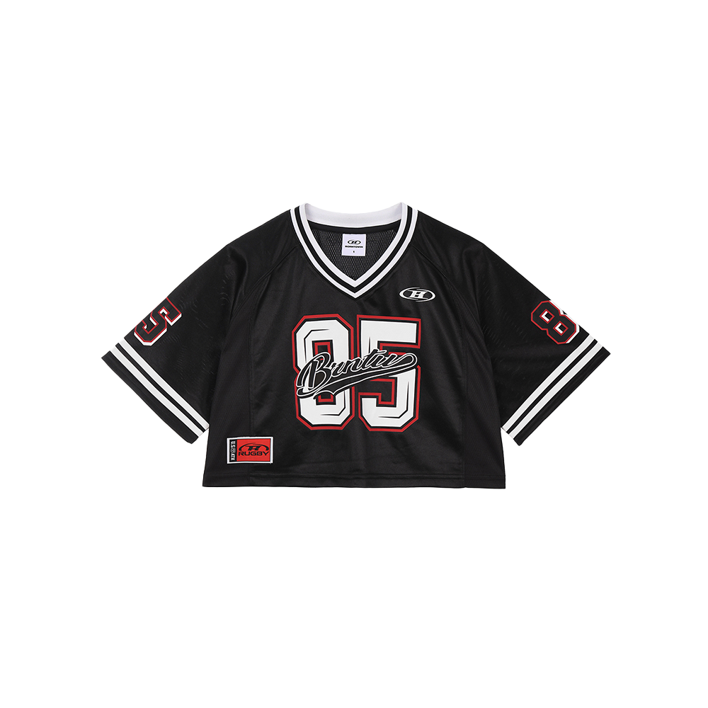 본투윈 W 럭비 저지 크롭 티셔츠 블랙(BORN TO WIN W Rugby Jersey Crop T-Shirts Black) - 1
