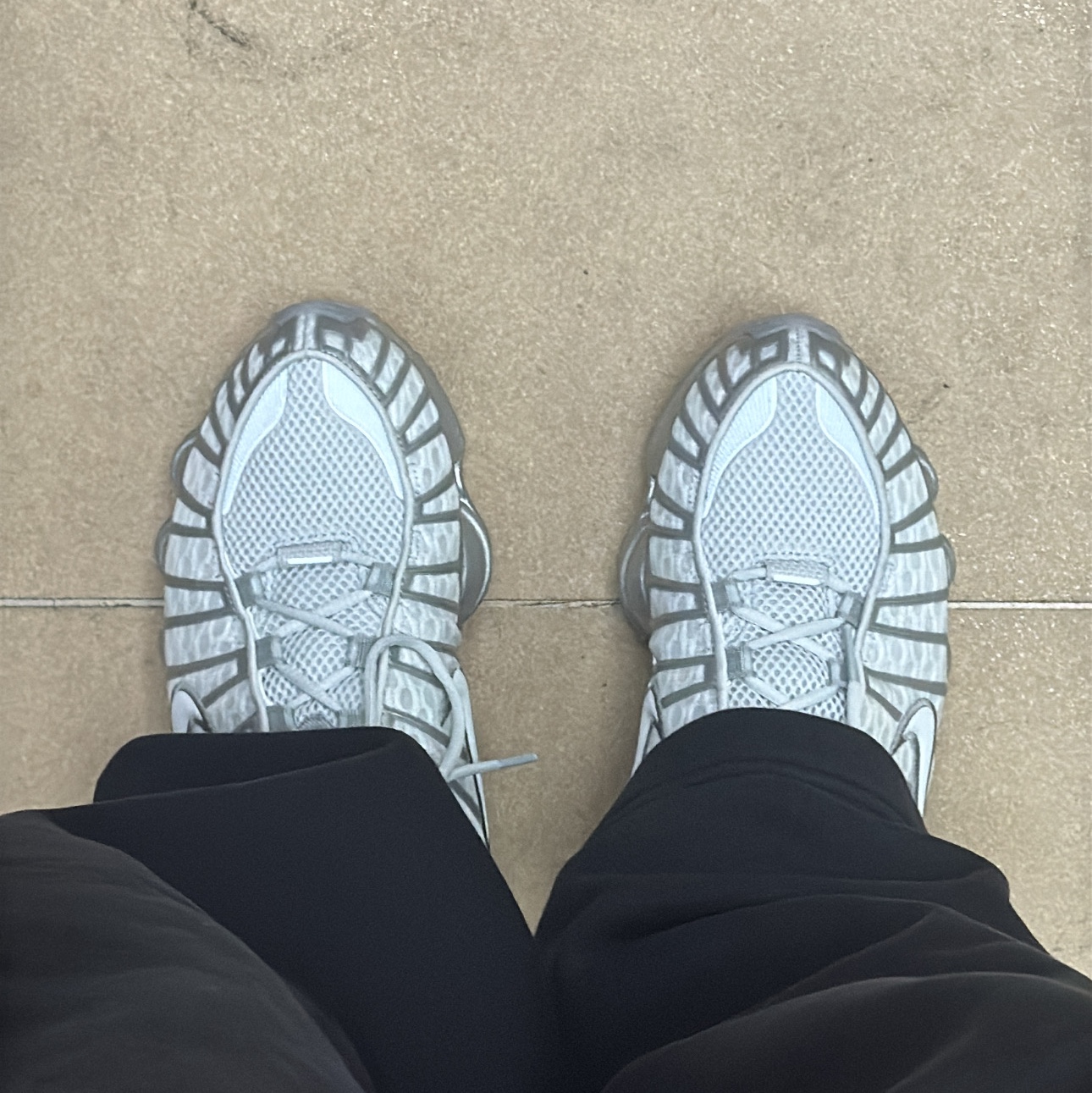 (W) Nike Shox TL Pure Platinum and Metallic Silver 착용 스타일 - 2