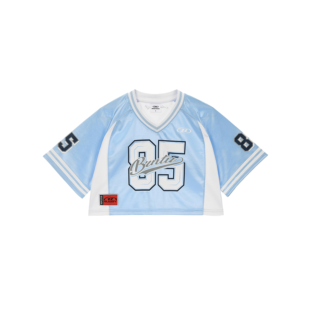 BG2WST142LB BORN TO WIN W Rugby Jersey Crop T-Shirts Light Blue