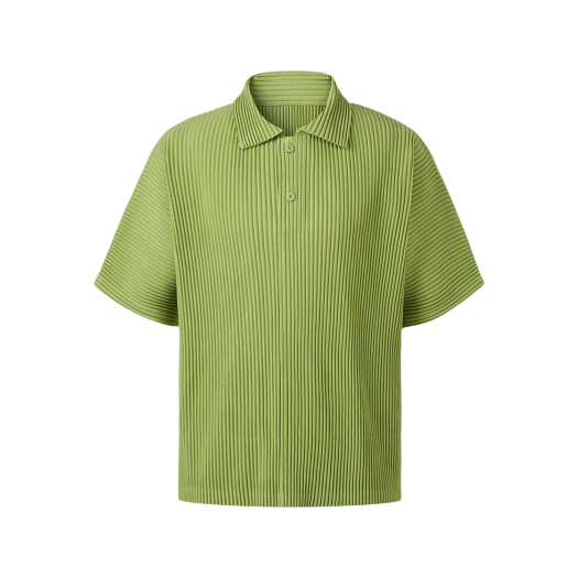 MTS2BLM Monplisse Unisex Collar Short-Sleeve Pleats T-Shirts Lime