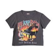 (W) Kapital 20 Jersey Piano Pt Cropped T-Shirt Burning Ink Black