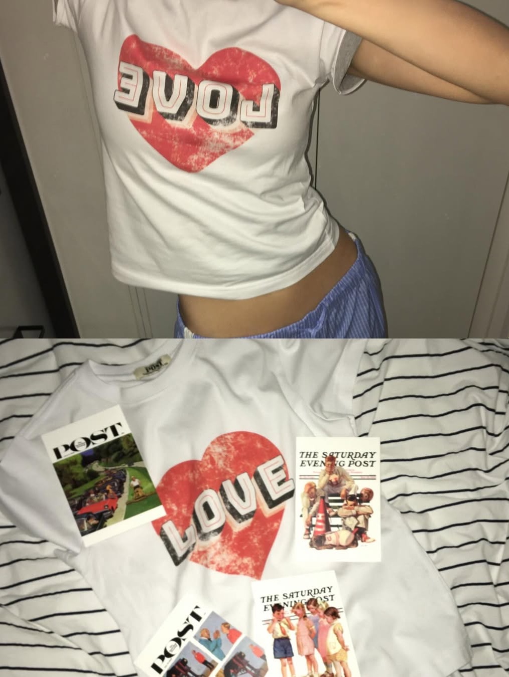 The Saturday Evening Post Vintage Heart T-Shirt_White 착용 스타일 - 5