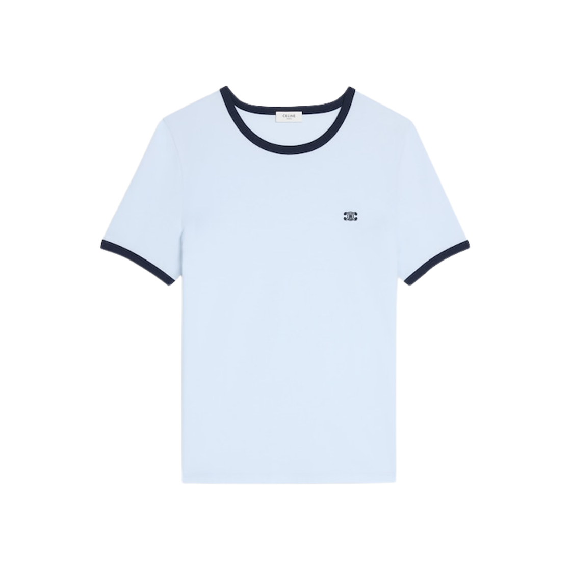 (W) 셀린느 코튼 저지 70's 트리옹프 티셔츠 실버 블루 네이비((W) Celine 70'S Triomphe T-Shirt in Cotton Jersey Silver Blue Navy)