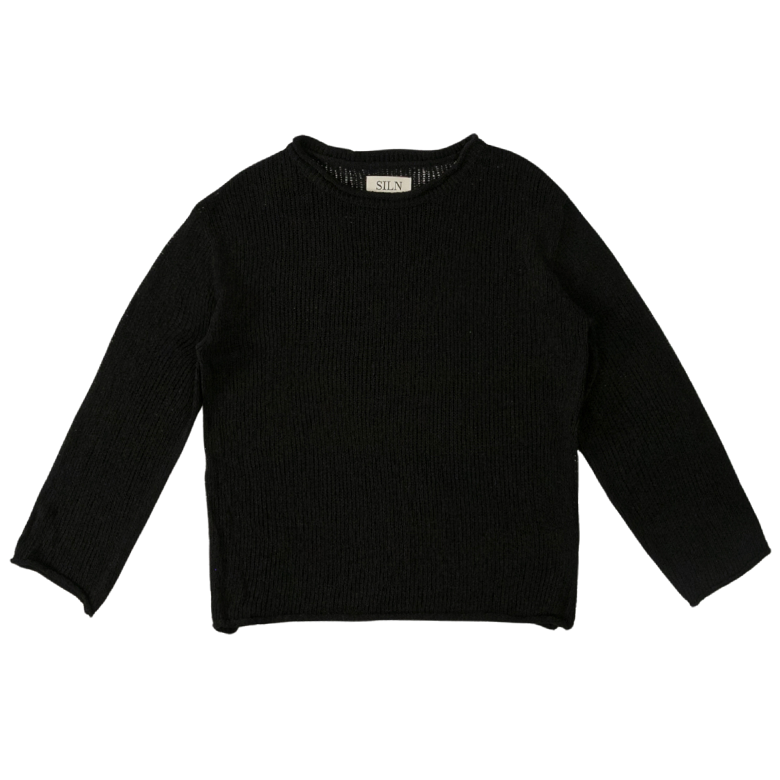 SN25RKT01 SLIN Raw Edge Slit Knit Pullover Black