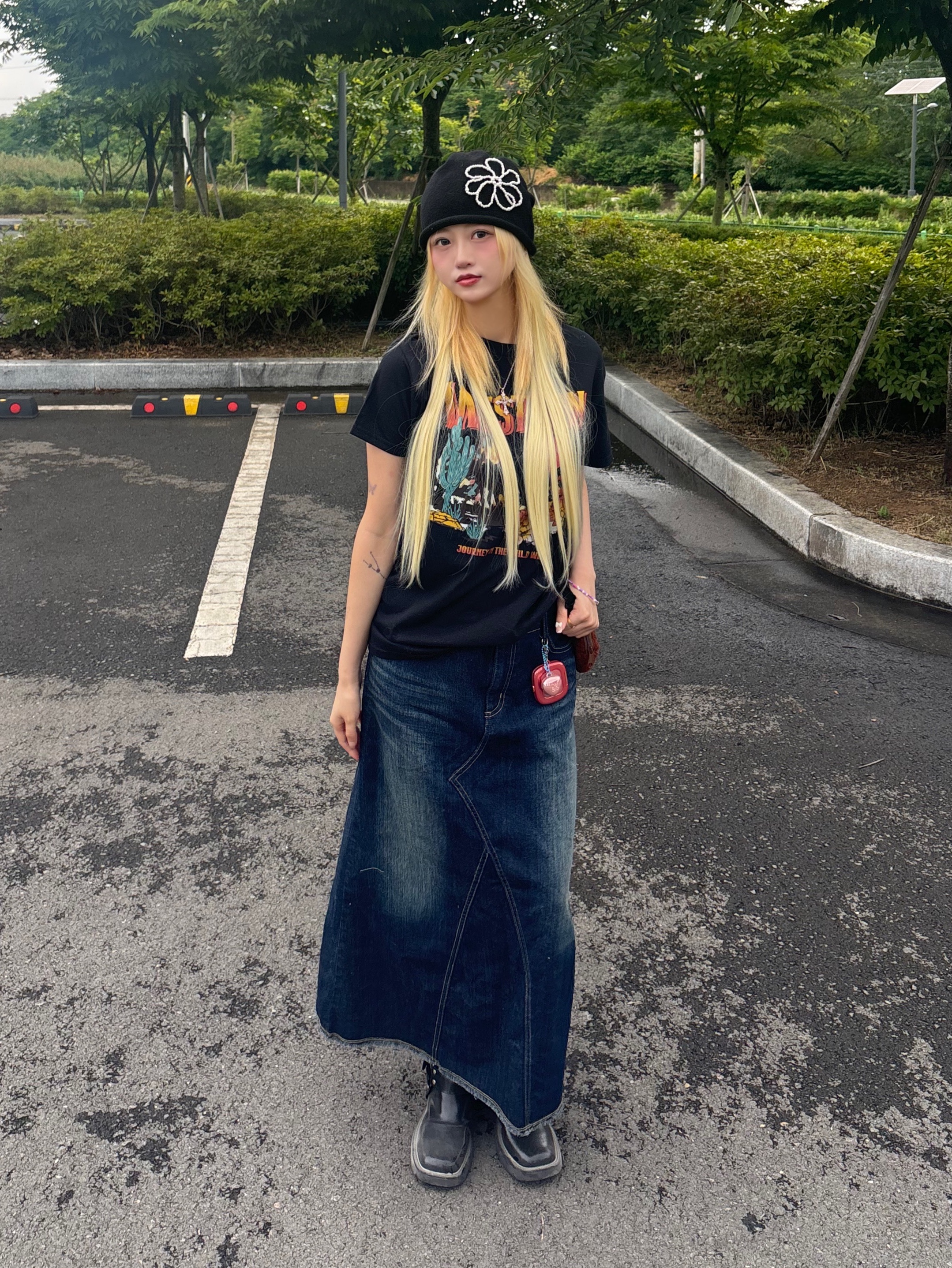 Gildan X American Collection Western T-Shirt Black 착용 스타일 - 6