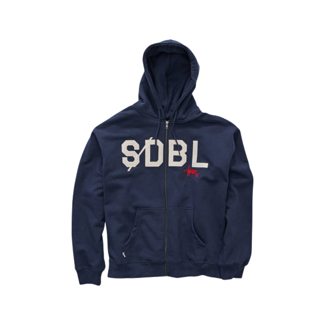 SD025W1203 S/Double Applique Zip Through Hoodie Navy