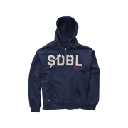 S/Double Applique Zip Through Hoodie Navy