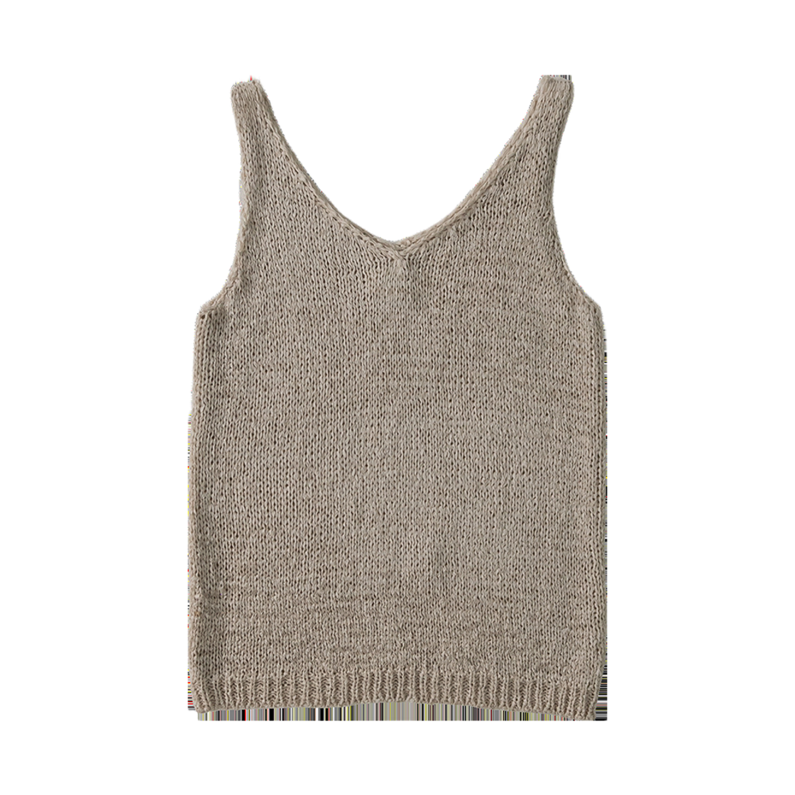 SN25RVSKT01 SLIN Refined V-Neck Straw Knit Sleeveless Beige
